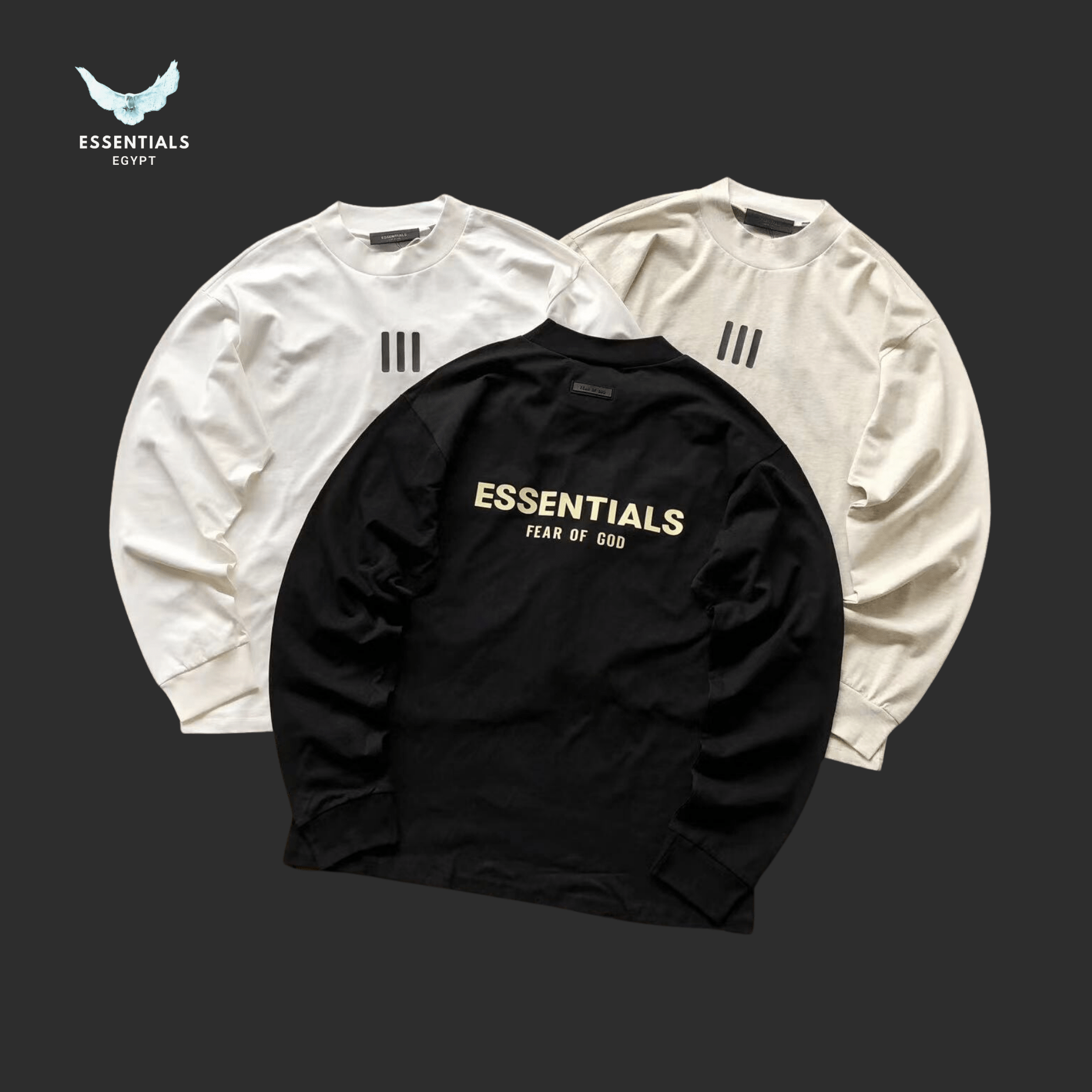 Essentials Long - Sleeve – Triple Bar Logo - ESSENTIALS EGYPT