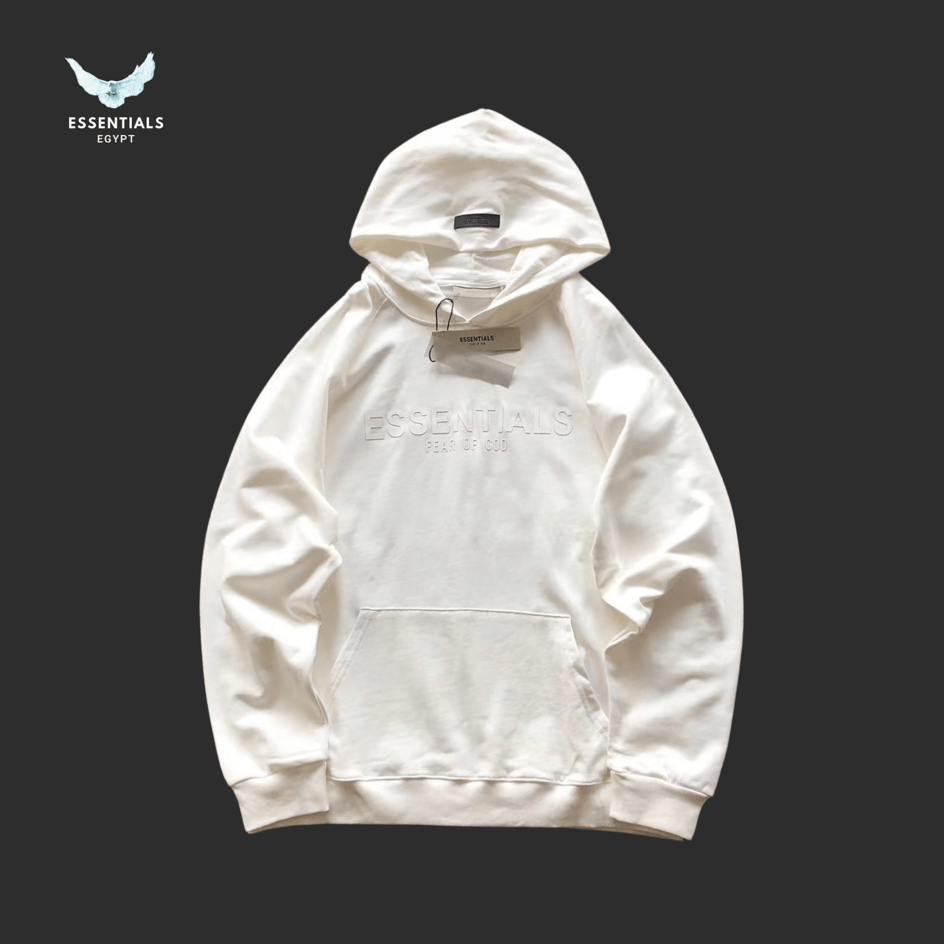 Essentials Hoodie – Cream & Black Series - ESSENTIALS EGYPT