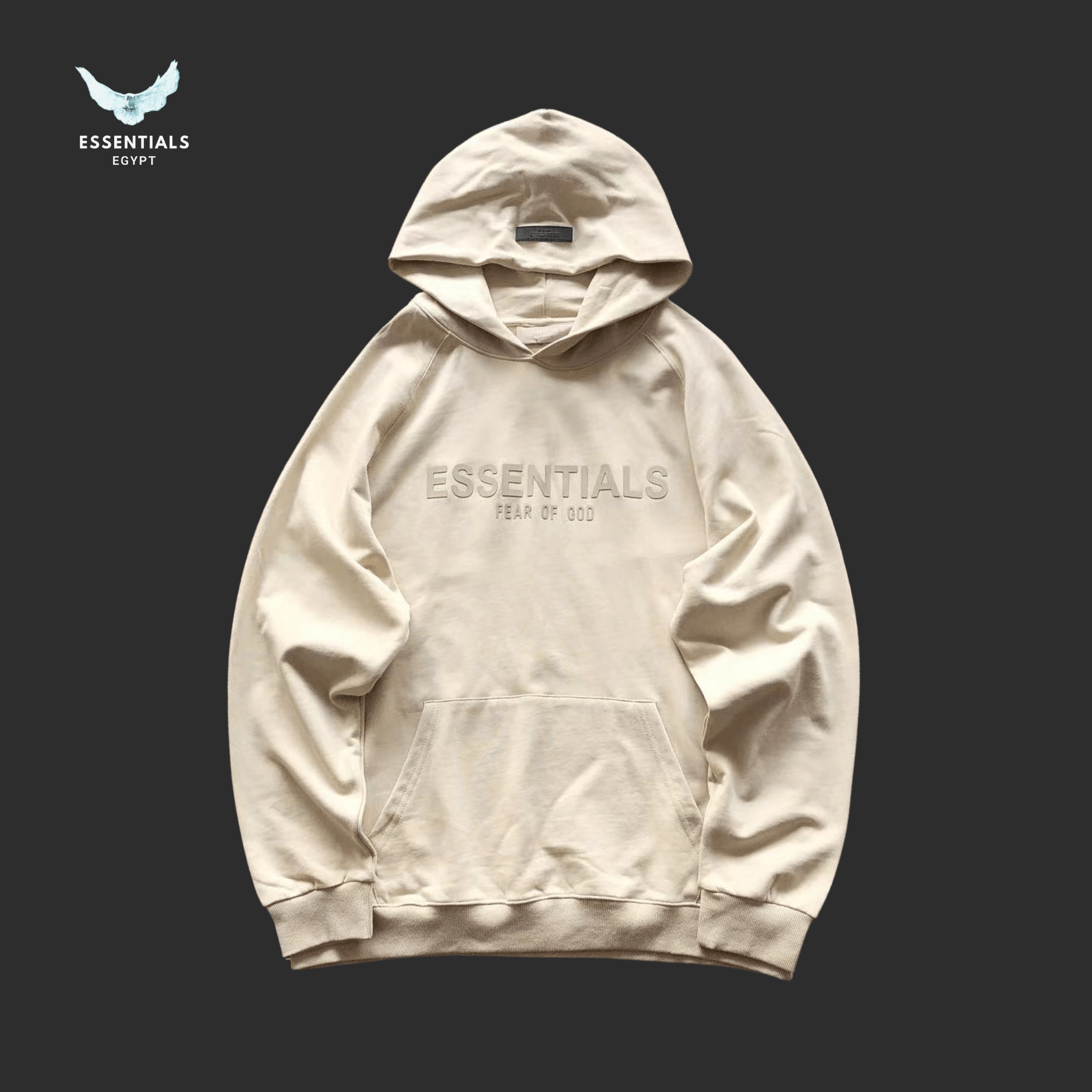 Essentials Hoodie – Cream & Black Series - ESSENTIALS EGYPT