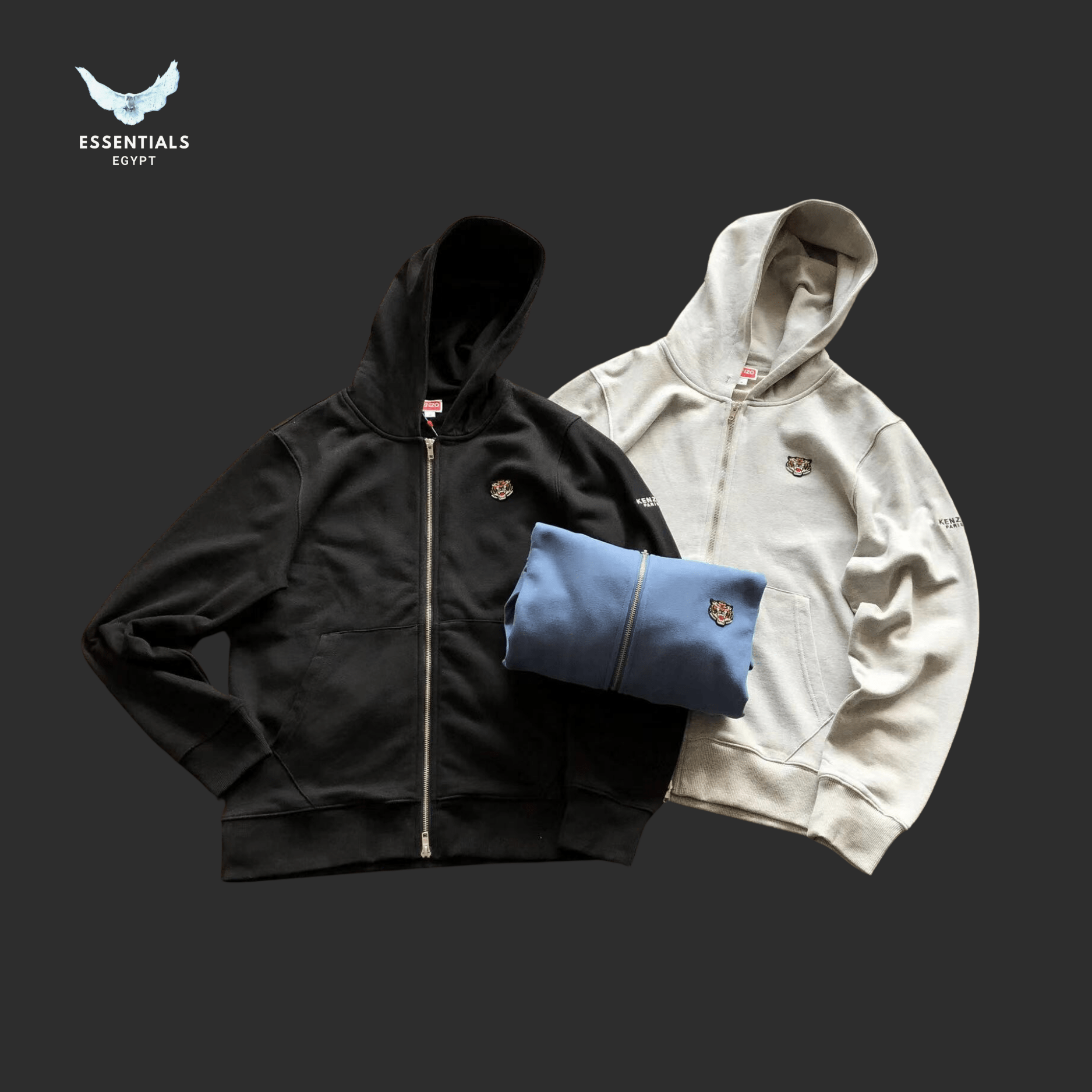 Kenzo Hoodie – Two - Tone with Mini Patch - ESSENTIALS EGYPT