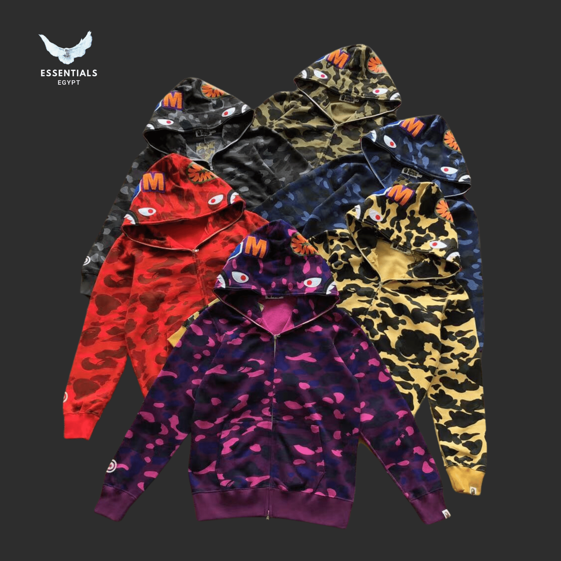 BAPE Full Camo Hoodie – Mixed Colors - ESSENTIALS EGYPT