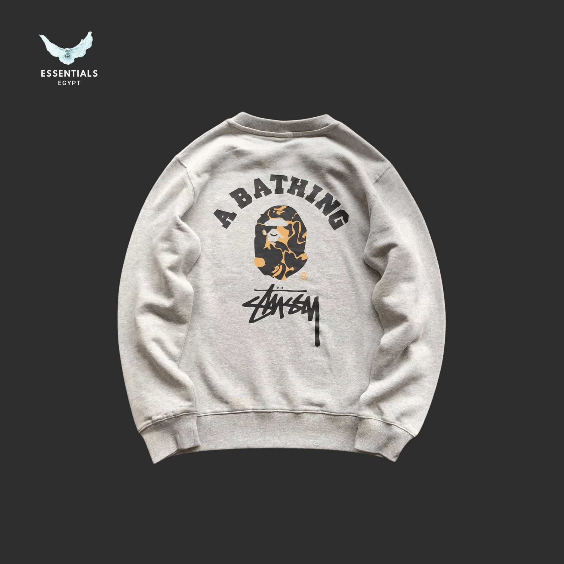 Stussy x BAPE Sweater – Co - Branded Cream - ESSENTIALS EGYPT