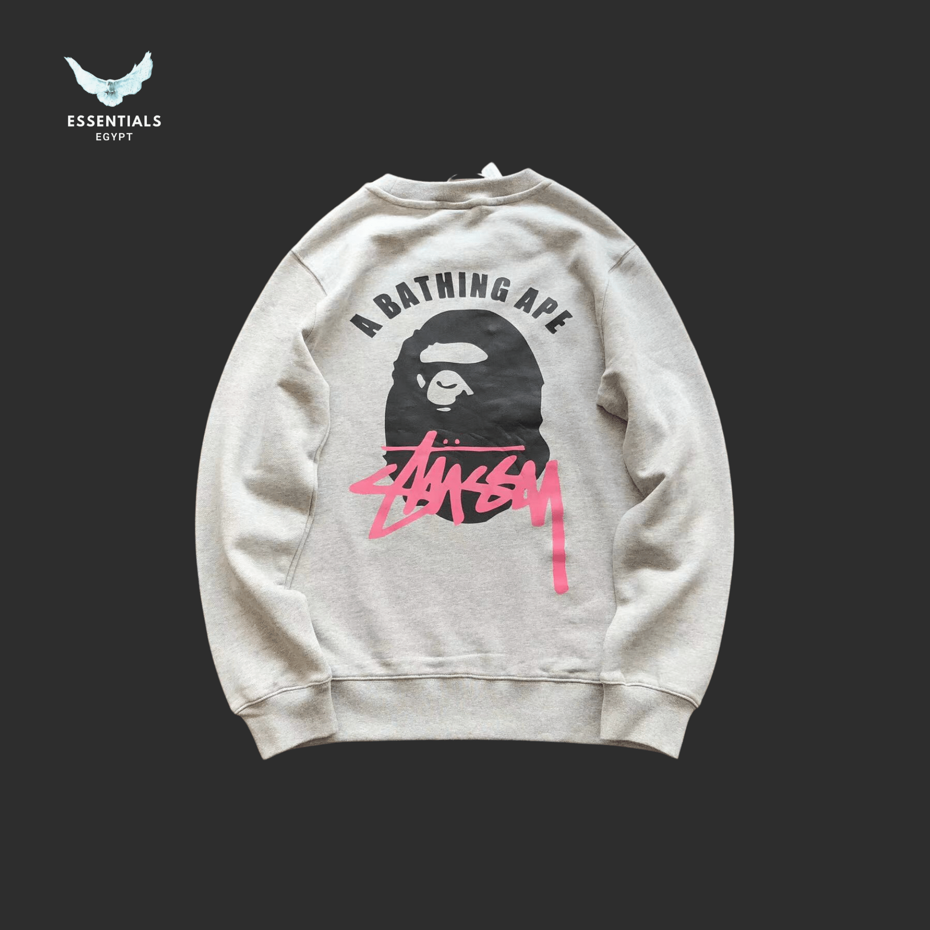 Stussy x BAPE Sweater – Grey Pink - ESSENTIALS EGYPT