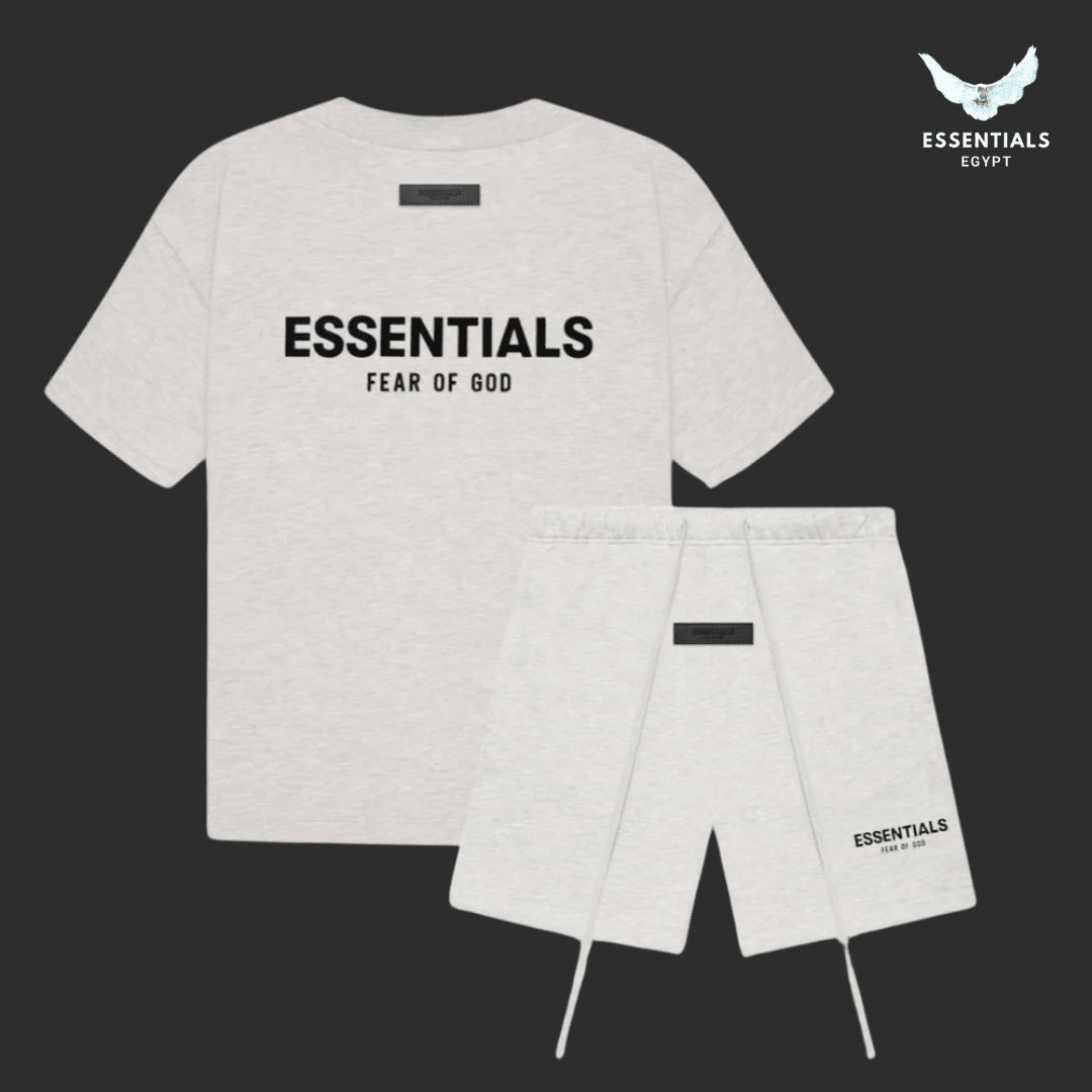 Fear of God Essentials Light Oatmeal T-Shirt and Shorts Set Egypt