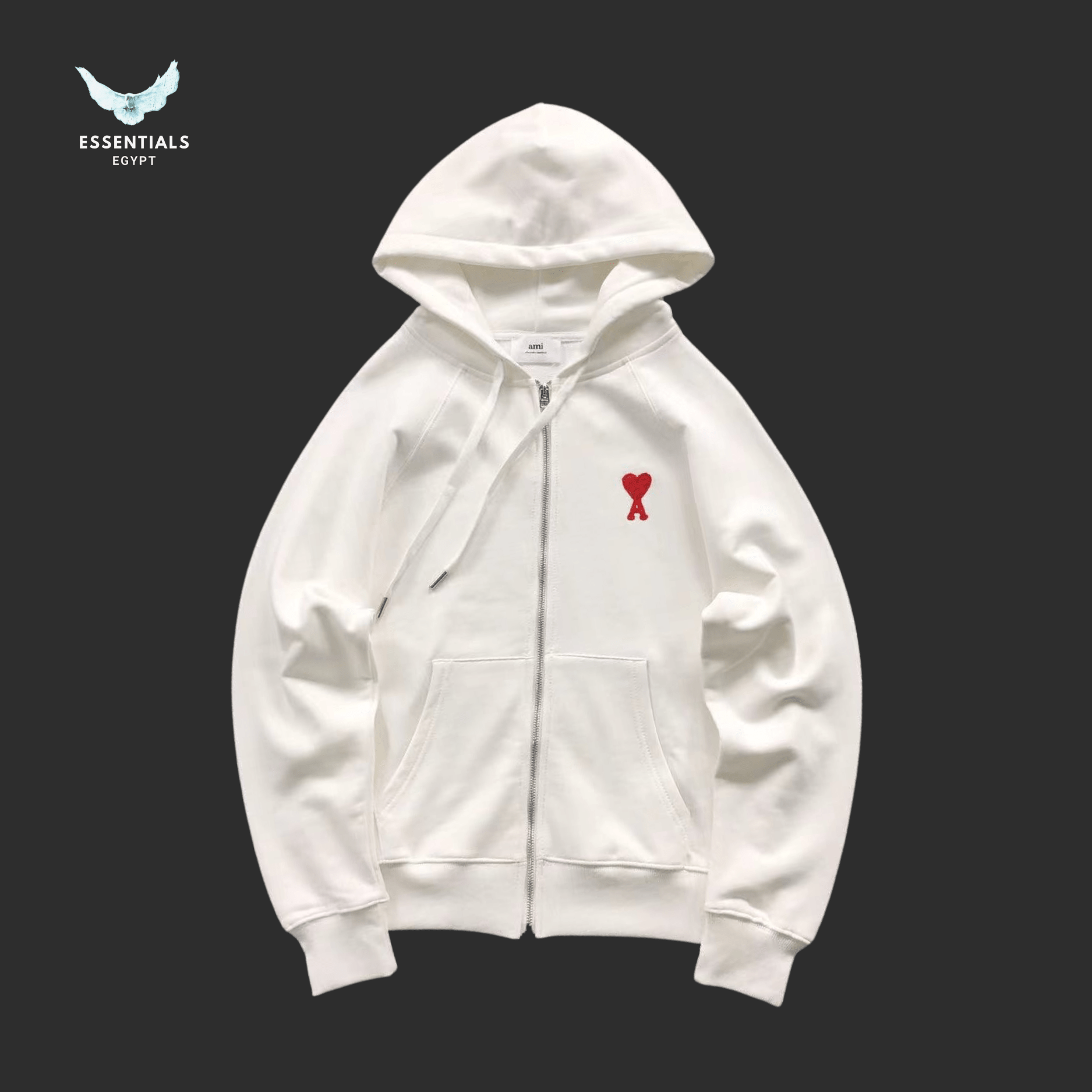 AMI Paris Hoodie – Heart Logo Full - Zip Colors - ESSENTIALS EGYPT
