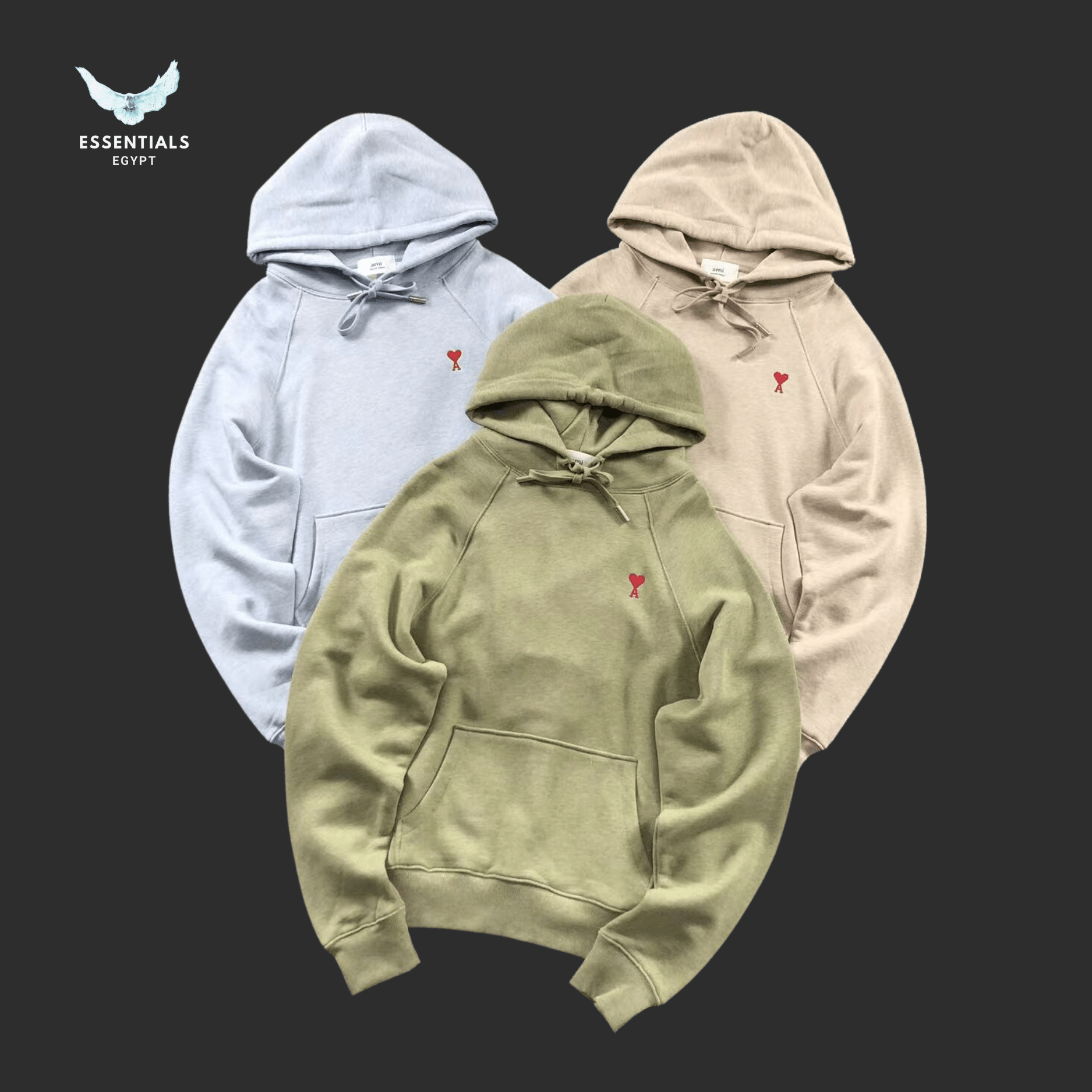 AMI Paris Hoodie – Washed Cotton Pullover - ESSENTIALS EGYPT