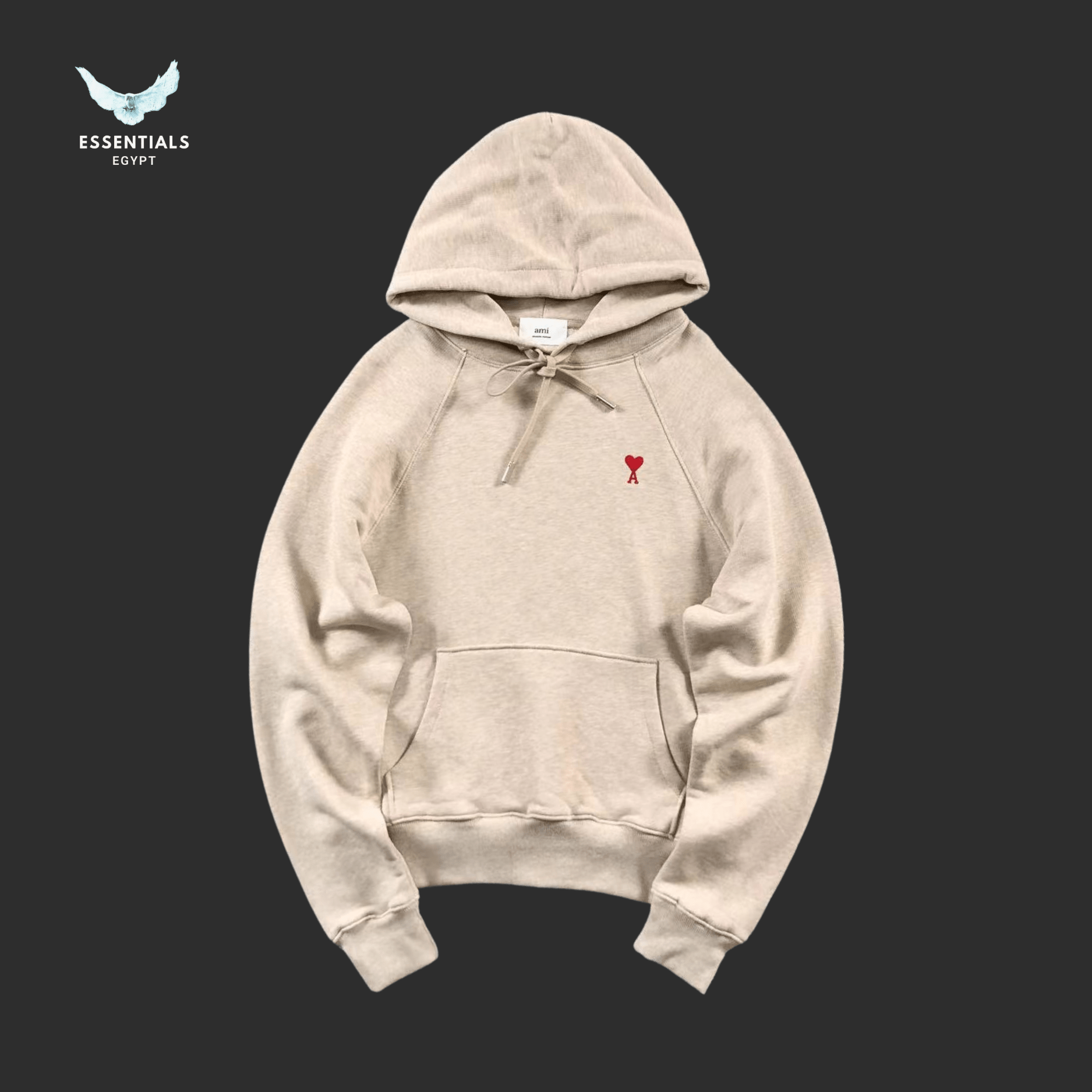 AMI Paris Hoodie – Washed Cotton Pullover - ESSENTIALS EGYPT