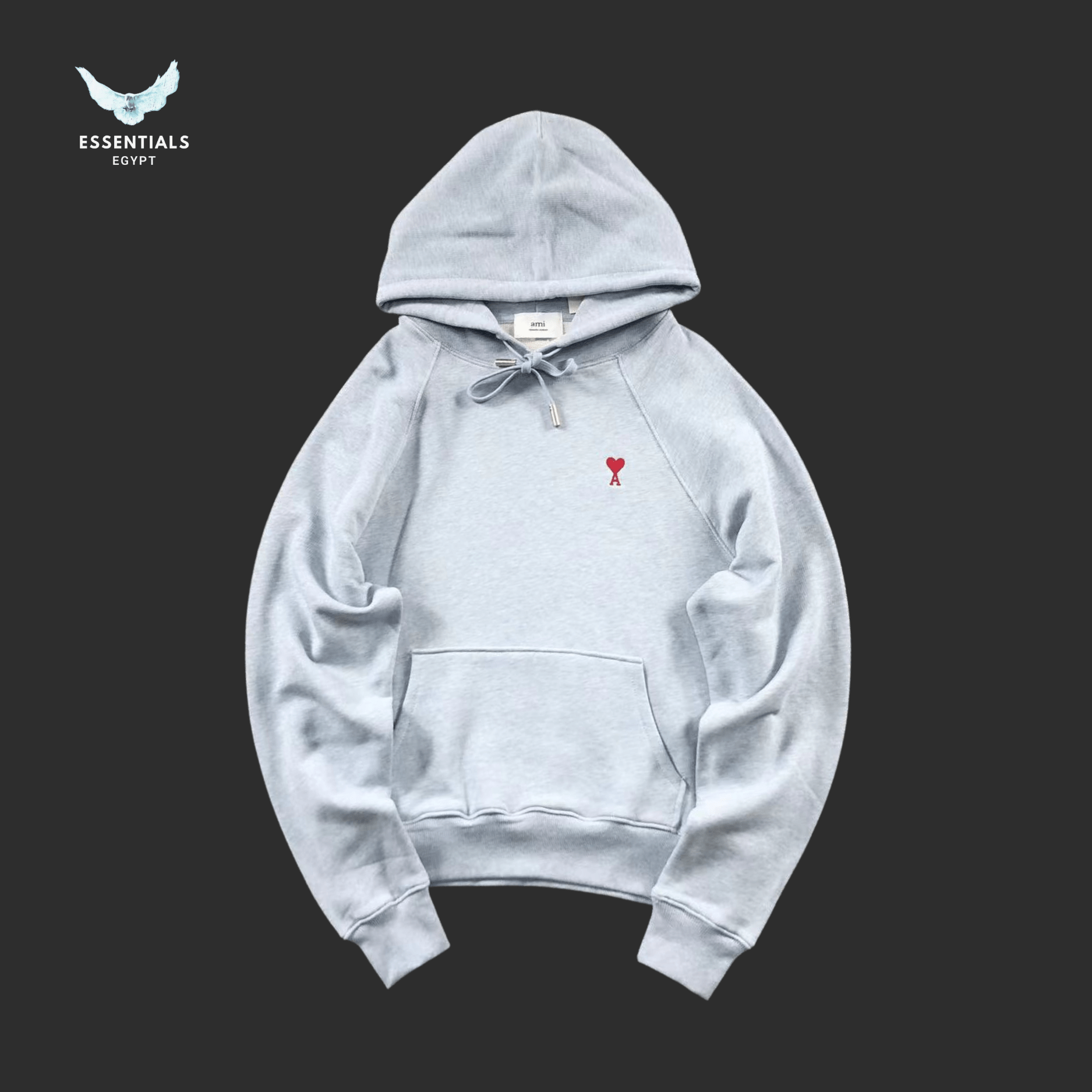 AMI Paris Hoodie – Washed Cotton Pullover - ESSENTIALS EGYPT