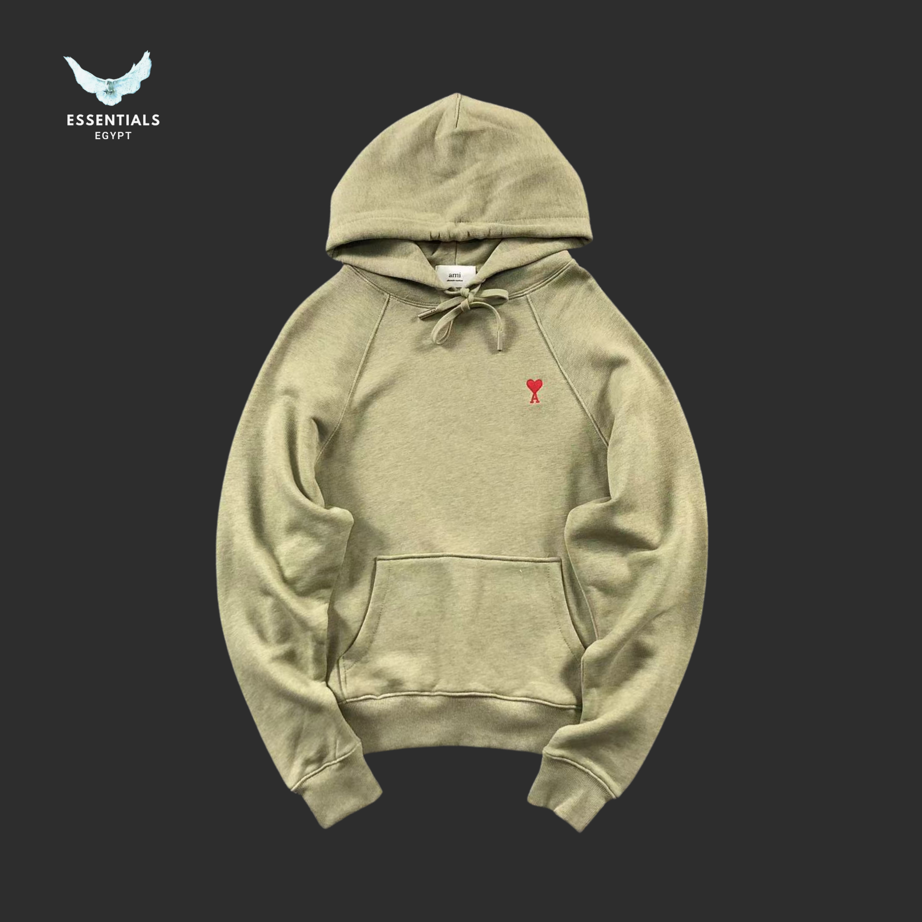 AMI Paris Hoodie – Washed Cotton Pullover - ESSENTIALS EGYPT
