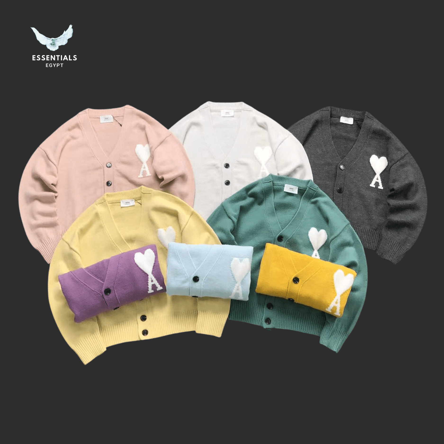 AMI Paris Sweatshirt – Heart Logo Knit Cardigan - ESSENTIALS EGYPT