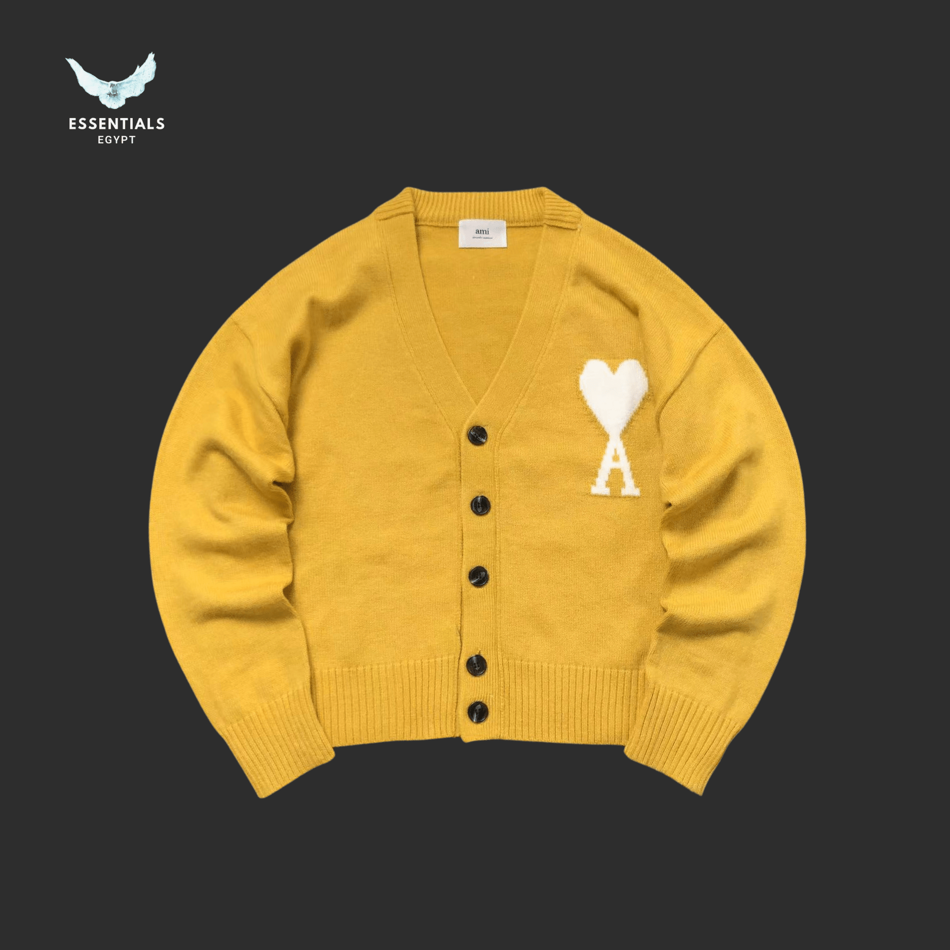 AMI Paris Sweatshirt – Heart Logo Knit Cardigan - ESSENTIALS EGYPT