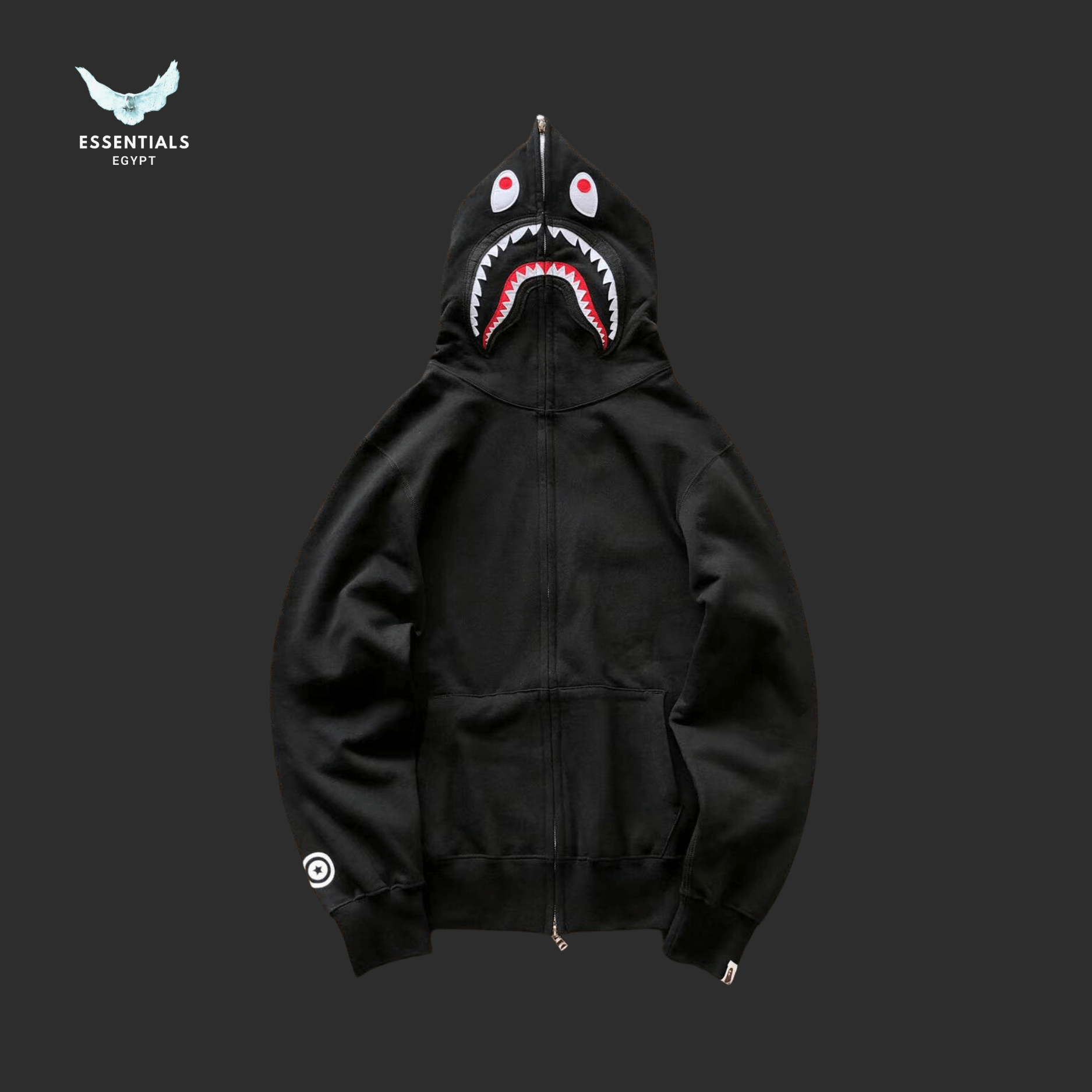 BAPE Shark Hoodie – Black & Grey - ESSENTIALS EGYPT