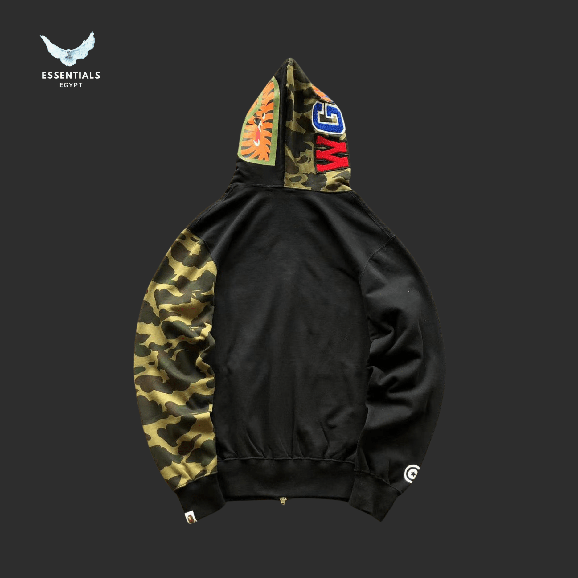 BAPE Shark Hoodie – Bone & Camo Sleeve - ESSENTIALS EGYPT