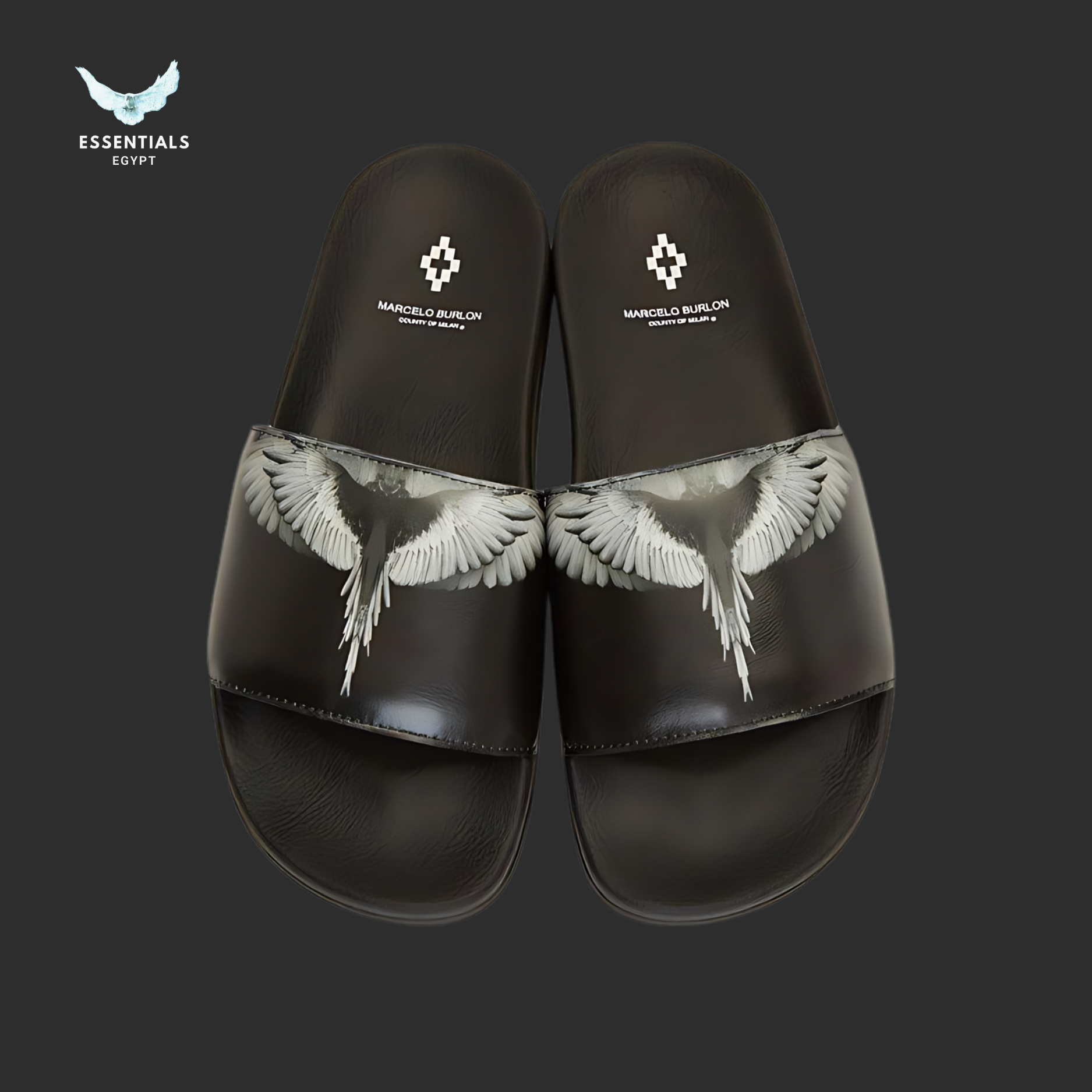 Marcelo Burlon Slides – Bone Wings Pale Grey - ESSENTIALS EGYPT