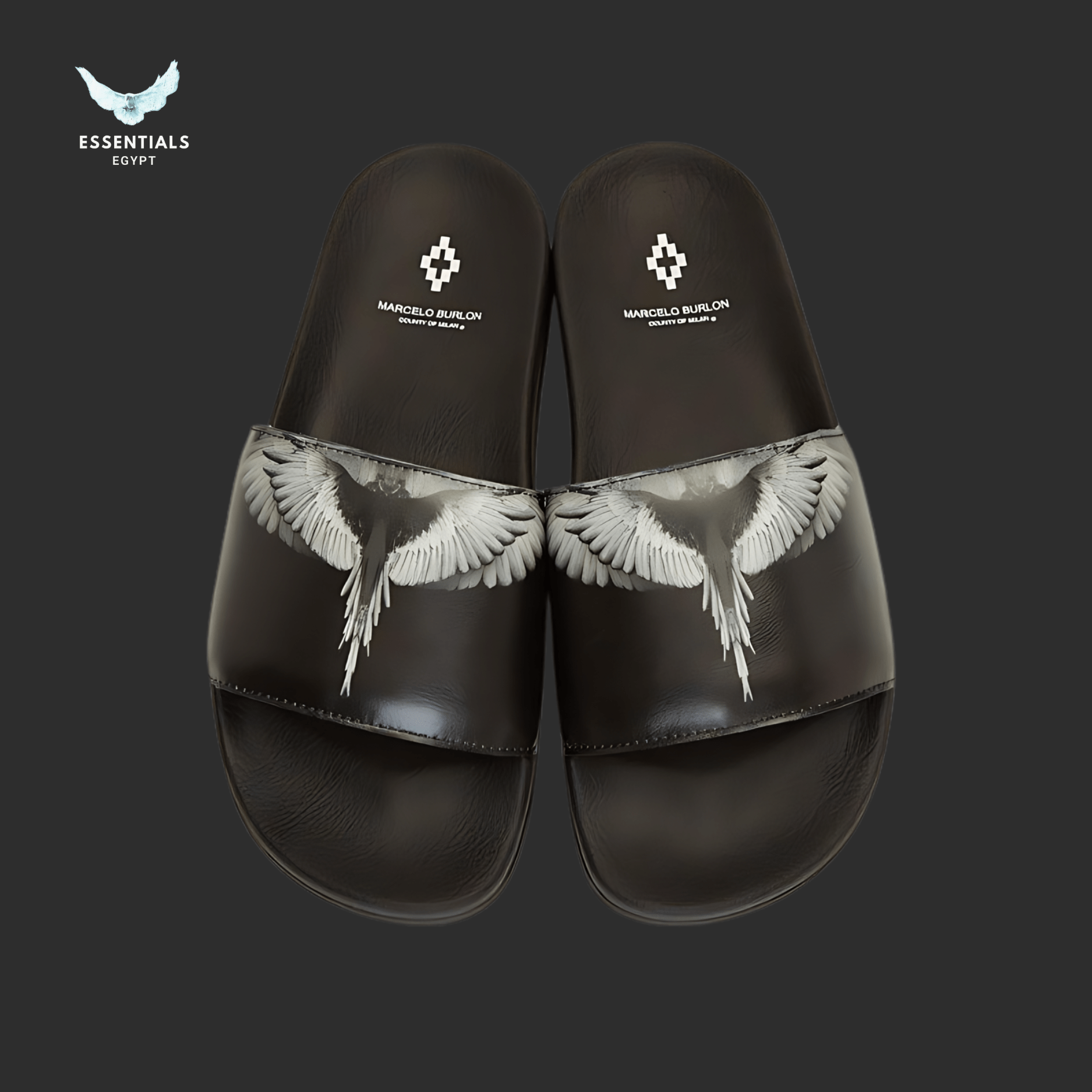 Marcelo Burlon Slides – Bone Wings Pale Grey - ESSENTIALS EGYPT
