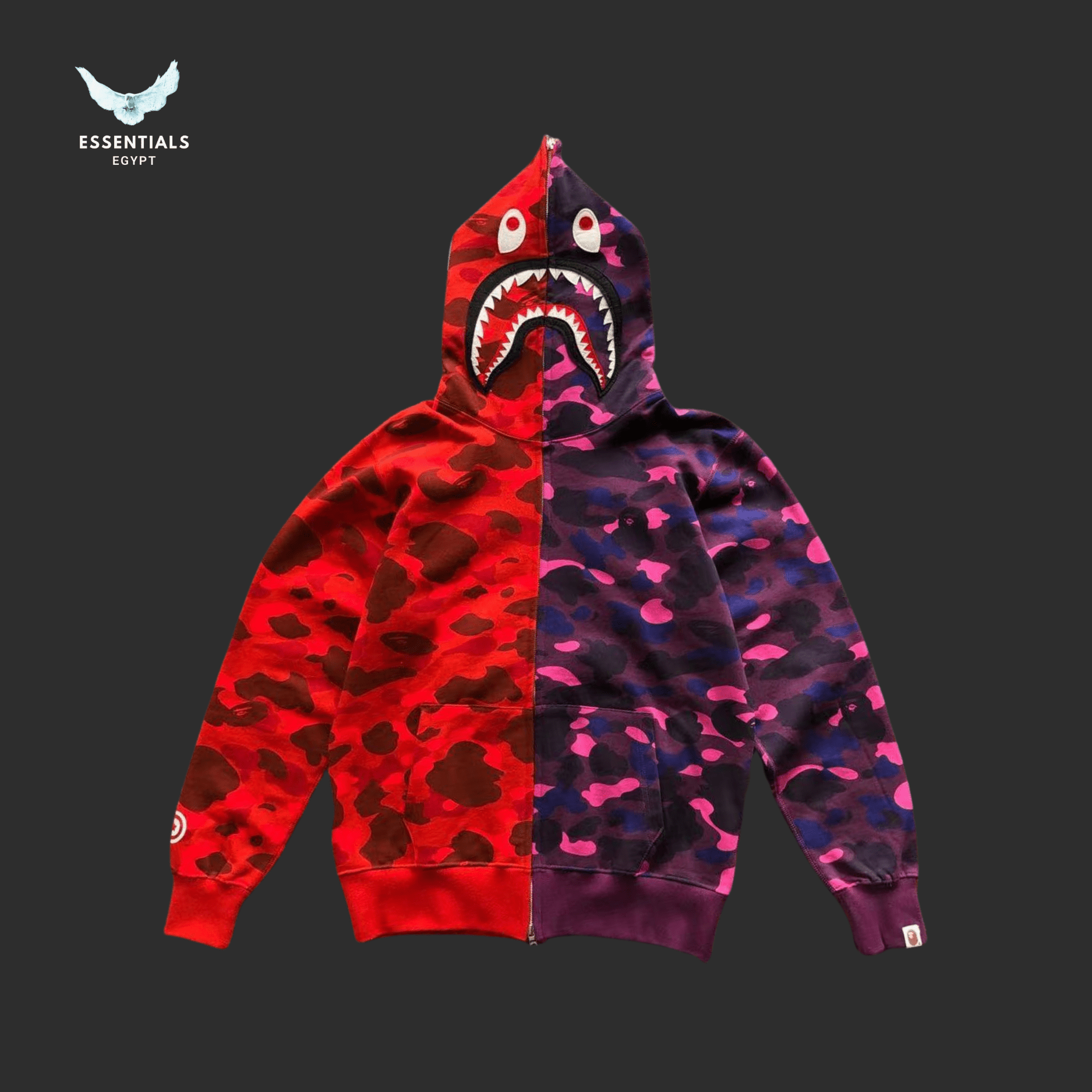 BAPE Shark Hoodie – Red, Purple & Blue Camo Series - ESSENTIALS EGYPT