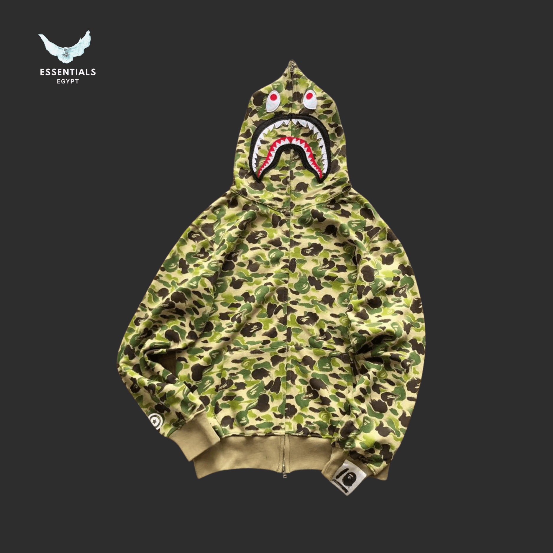 BAPE Shark Hoodie – Olive & Snow Camo - ESSENTIALS EGYPT