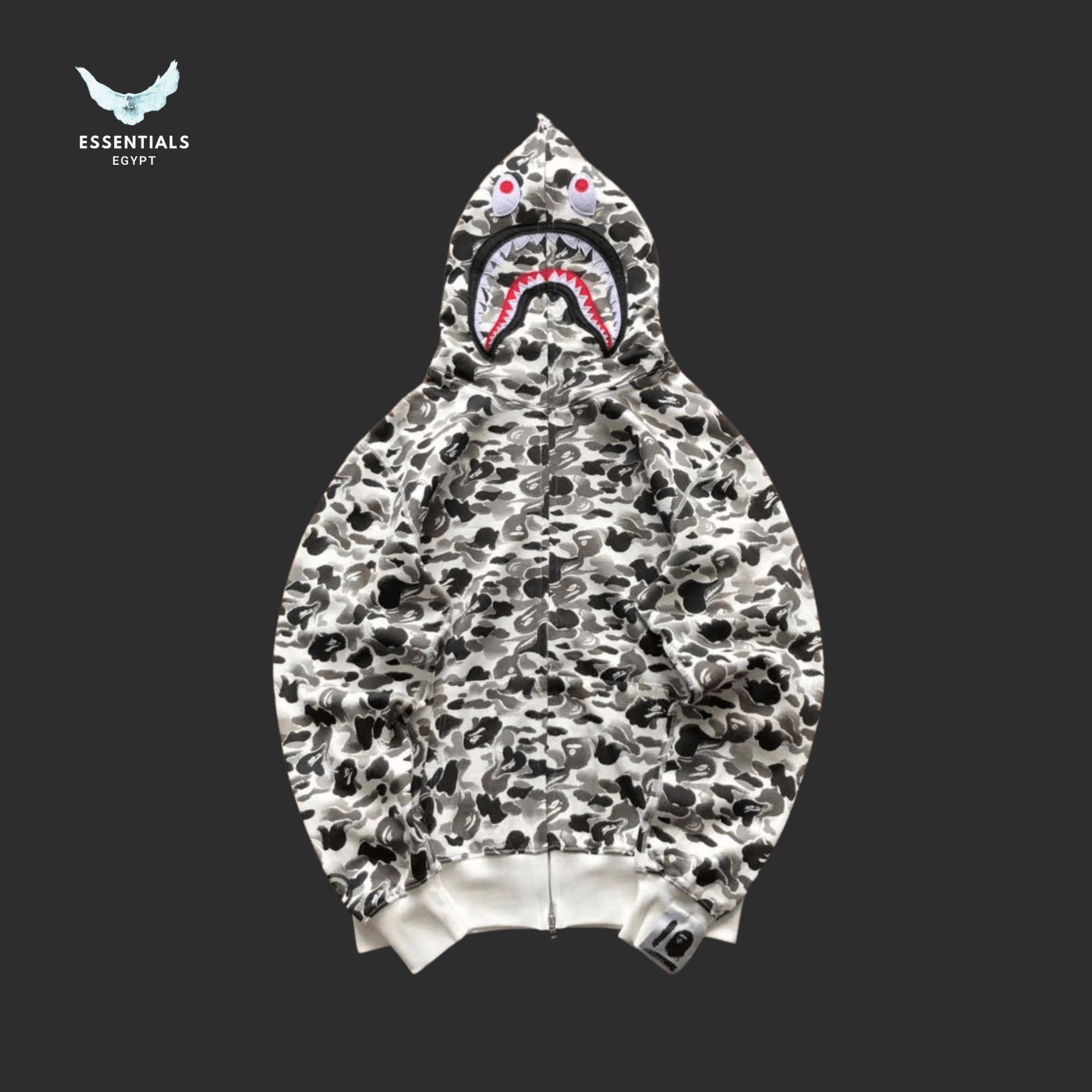 BAPE Shark Hoodie – Olive & Snow Camo - ESSENTIALS EGYPT