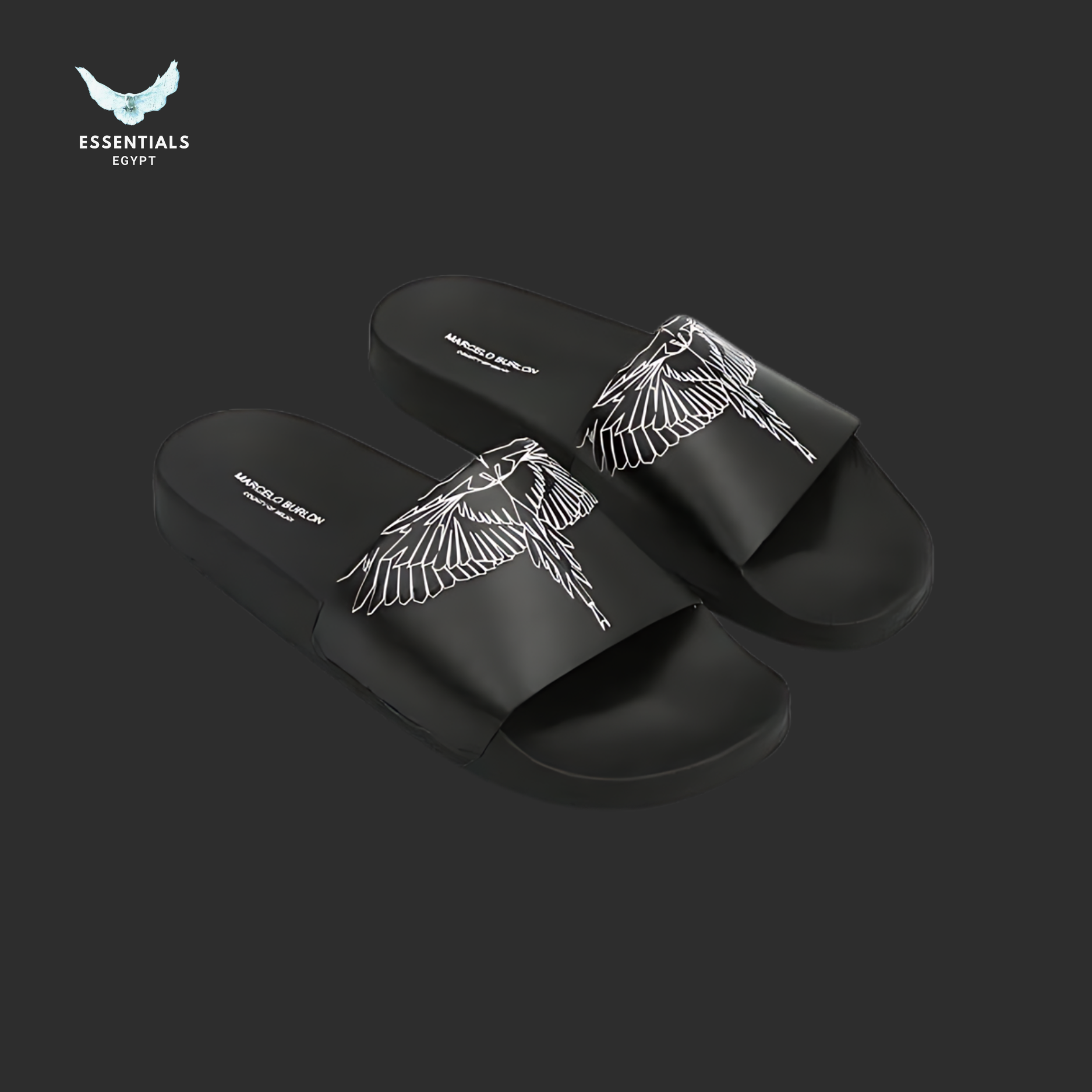 Marcelo Burlon Slides – Outline Wings Black & Grey - ESSENTIALS EGYPT