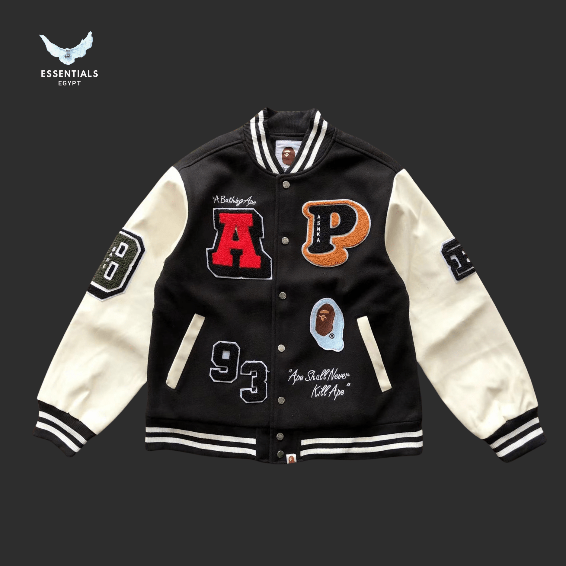 BAPE Varsity Jacket – Cream Sleeve - ESSENTIALS EGYPT