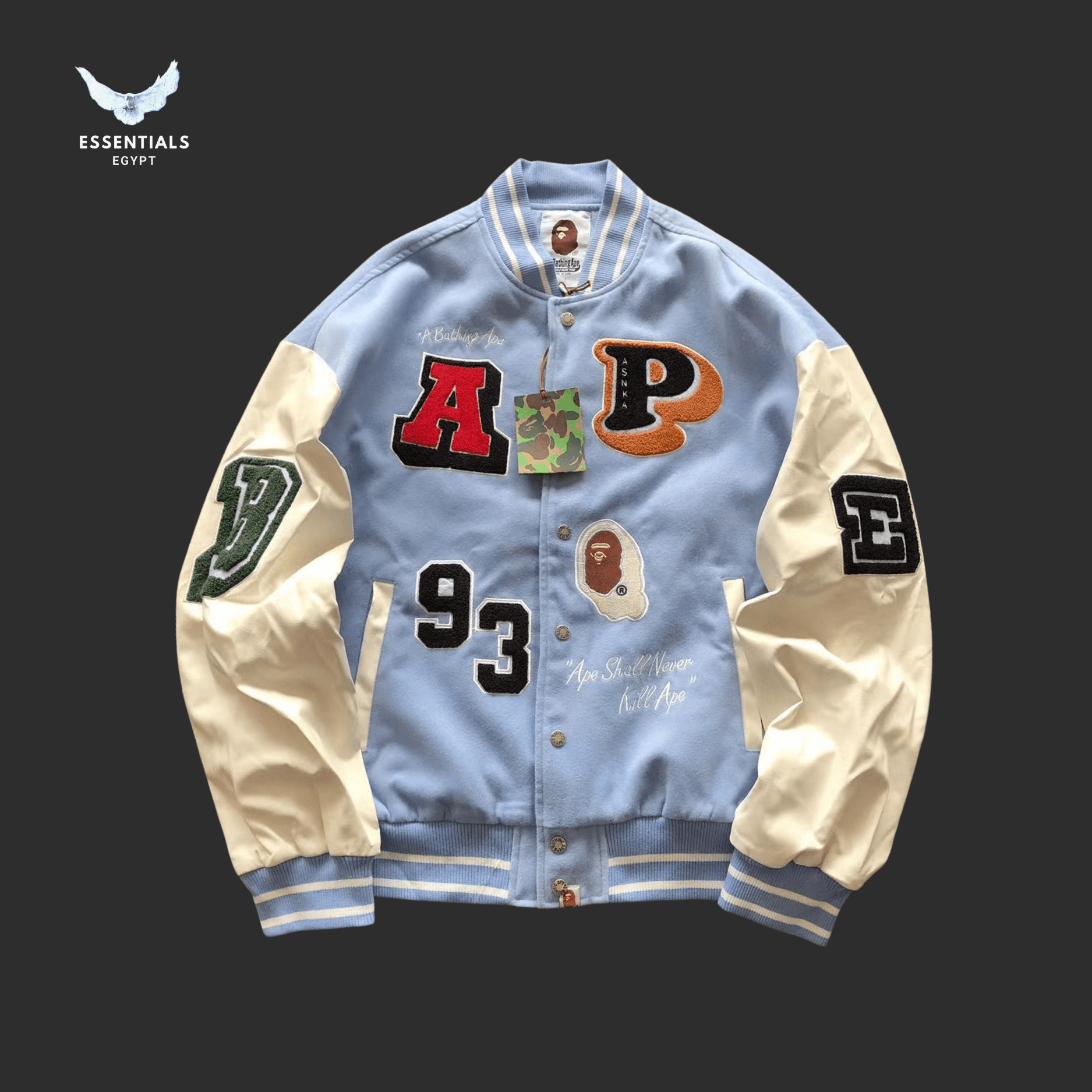 BAPE Varsity Jacket – Cream Sleeve - ESSENTIALS EGYPT