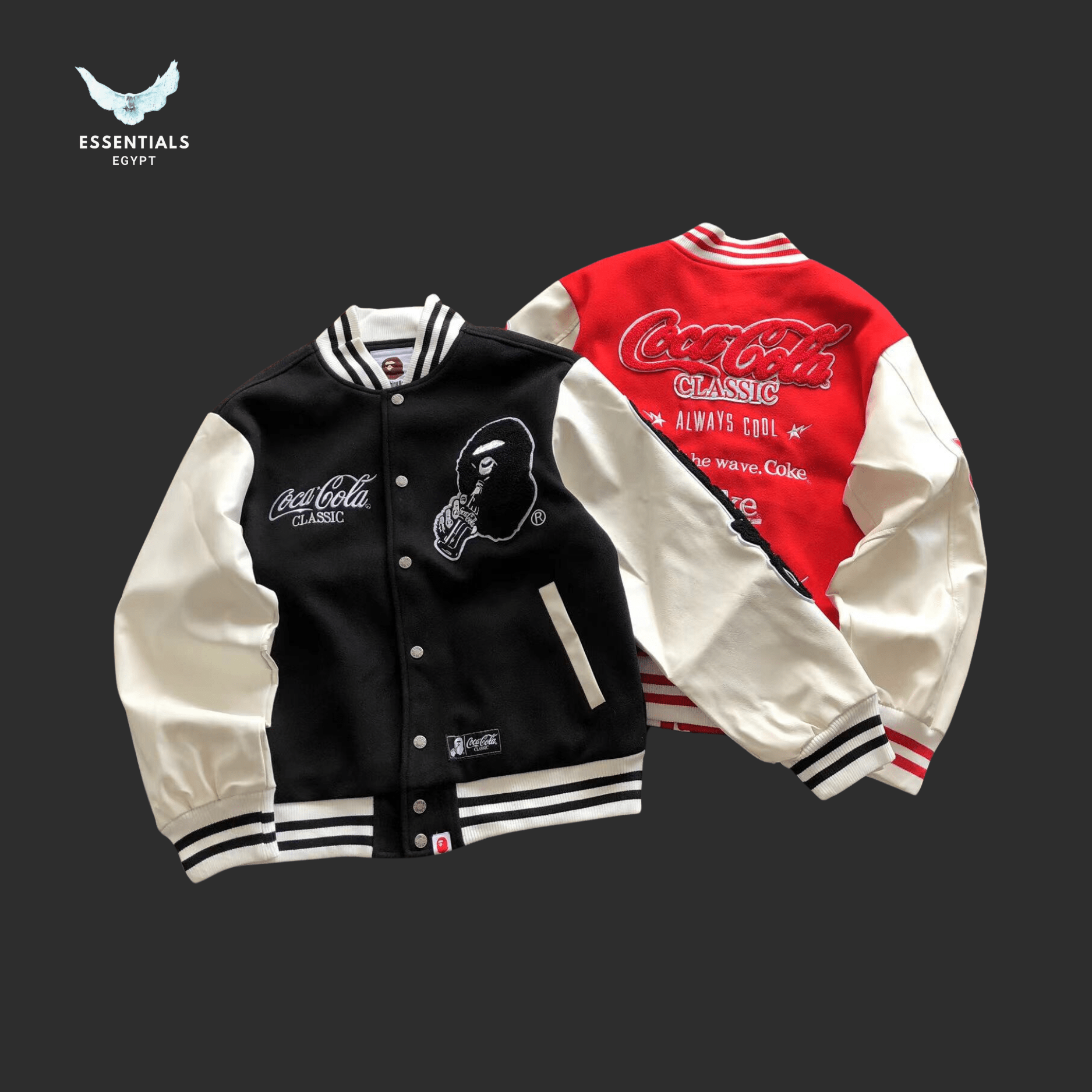 BAPE Varsity Jacket – Red or Black Body - ESSENTIALS EGYPT