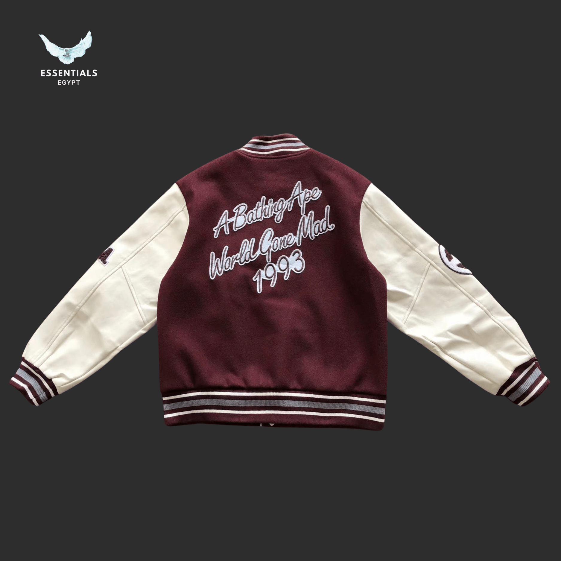 BAPE Varsity Jacket – Maroon Patch - ESSENTIALS EGYPT