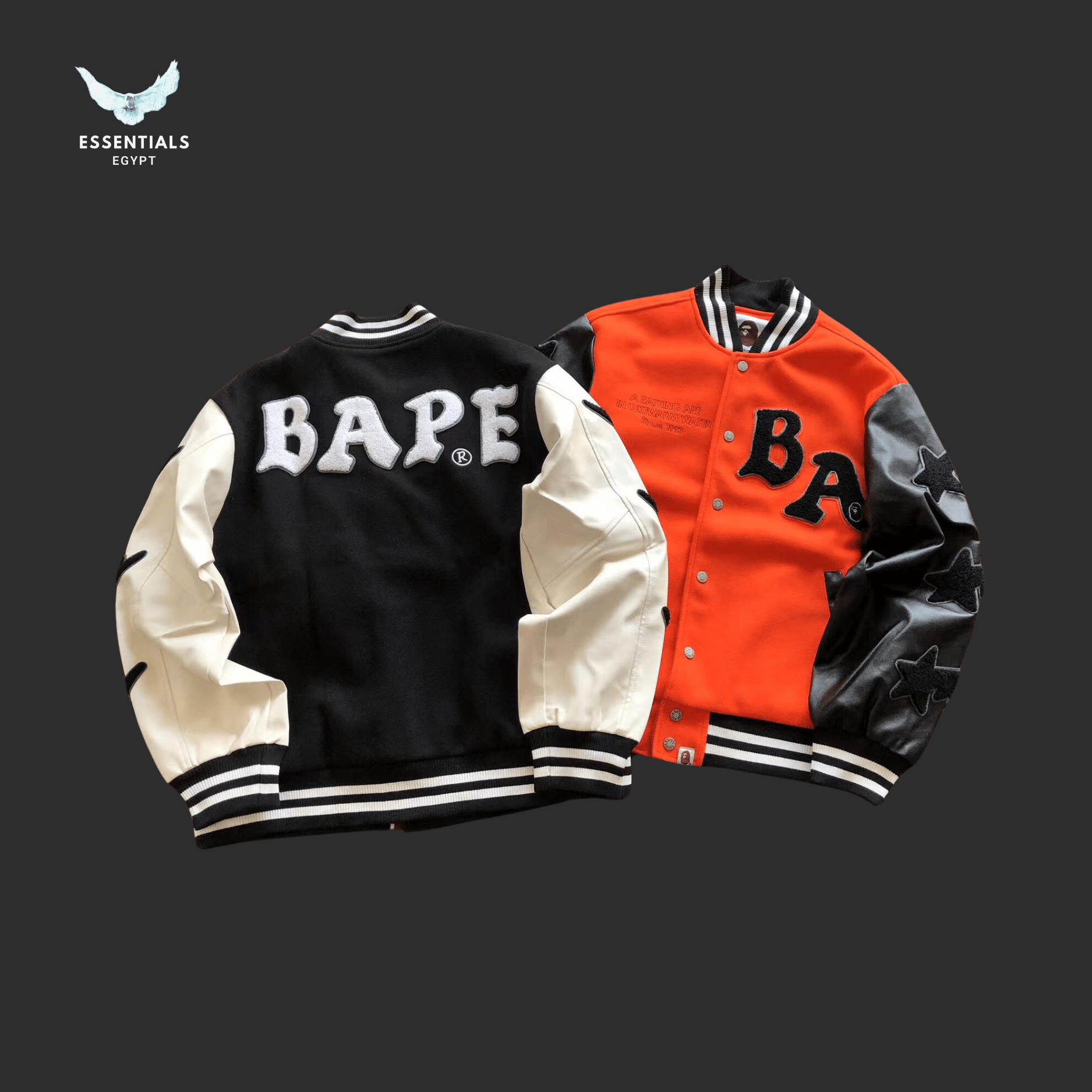 BAPE Varsity Jacket – Orange or Black - ESSENTIALS EGYPT