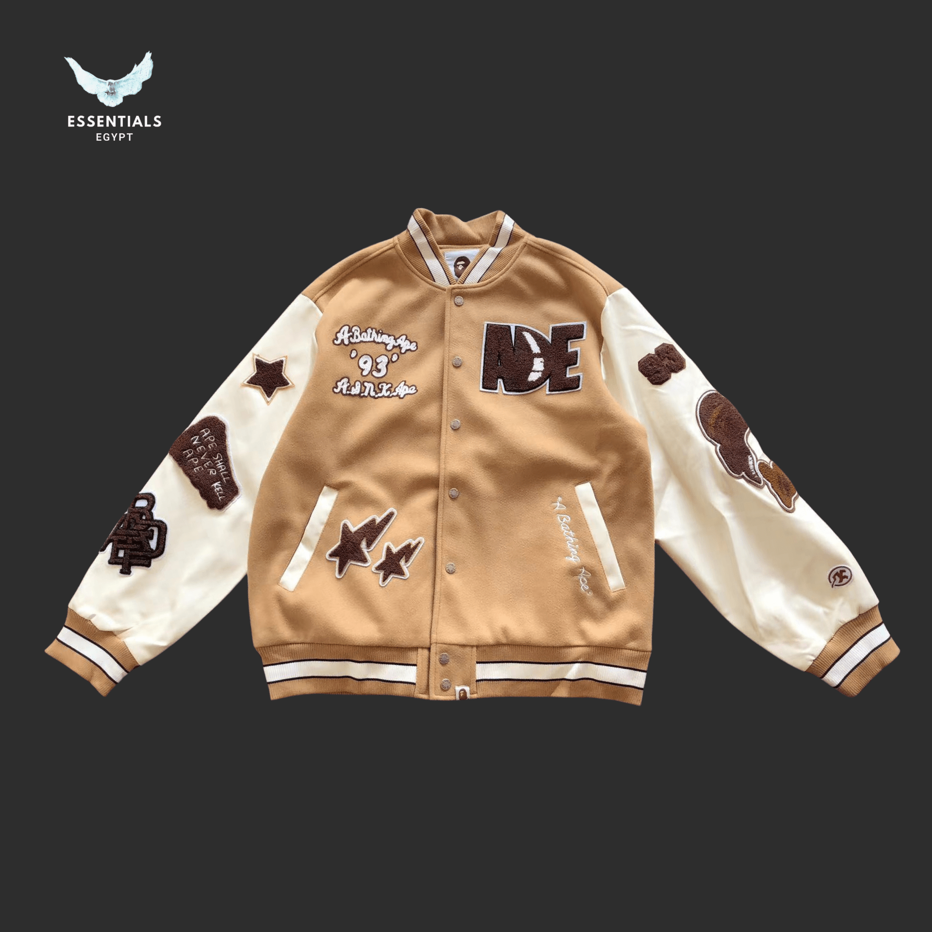 BAPE Varsity Jacket – Red or Beige - ESSENTIALS EGYPT