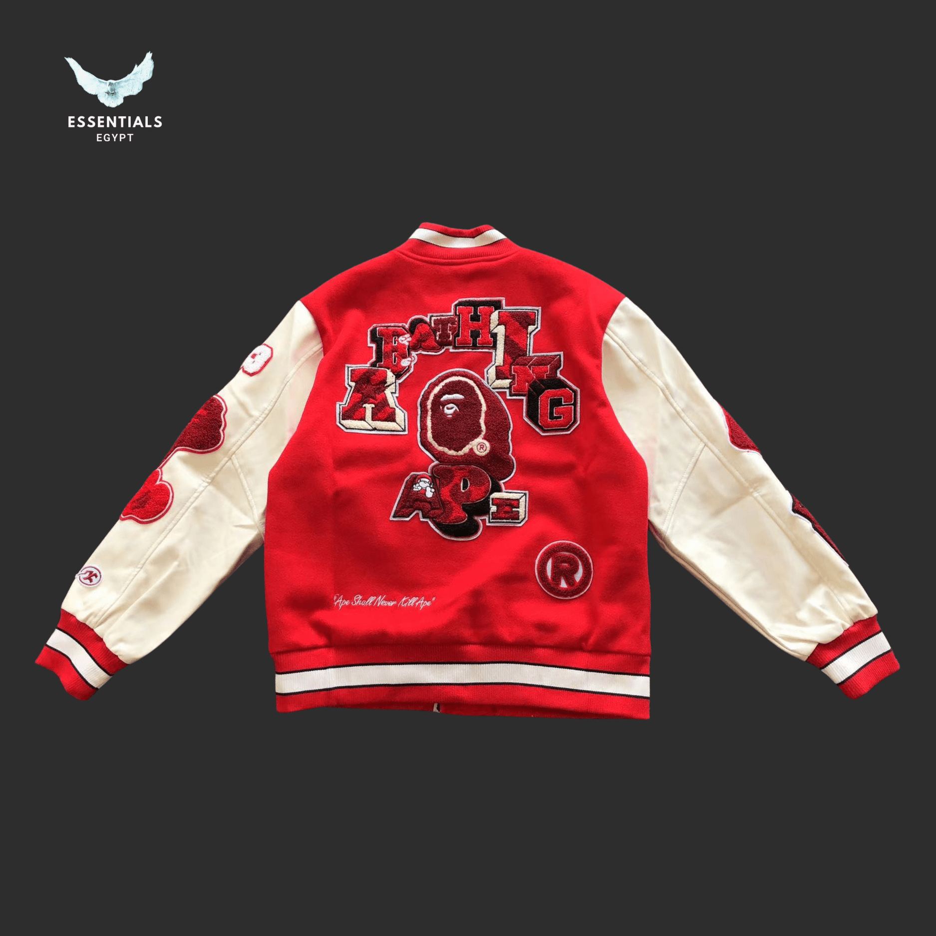 BAPE Varsity Jacket – Red or Beige - ESSENTIALS EGYPT
