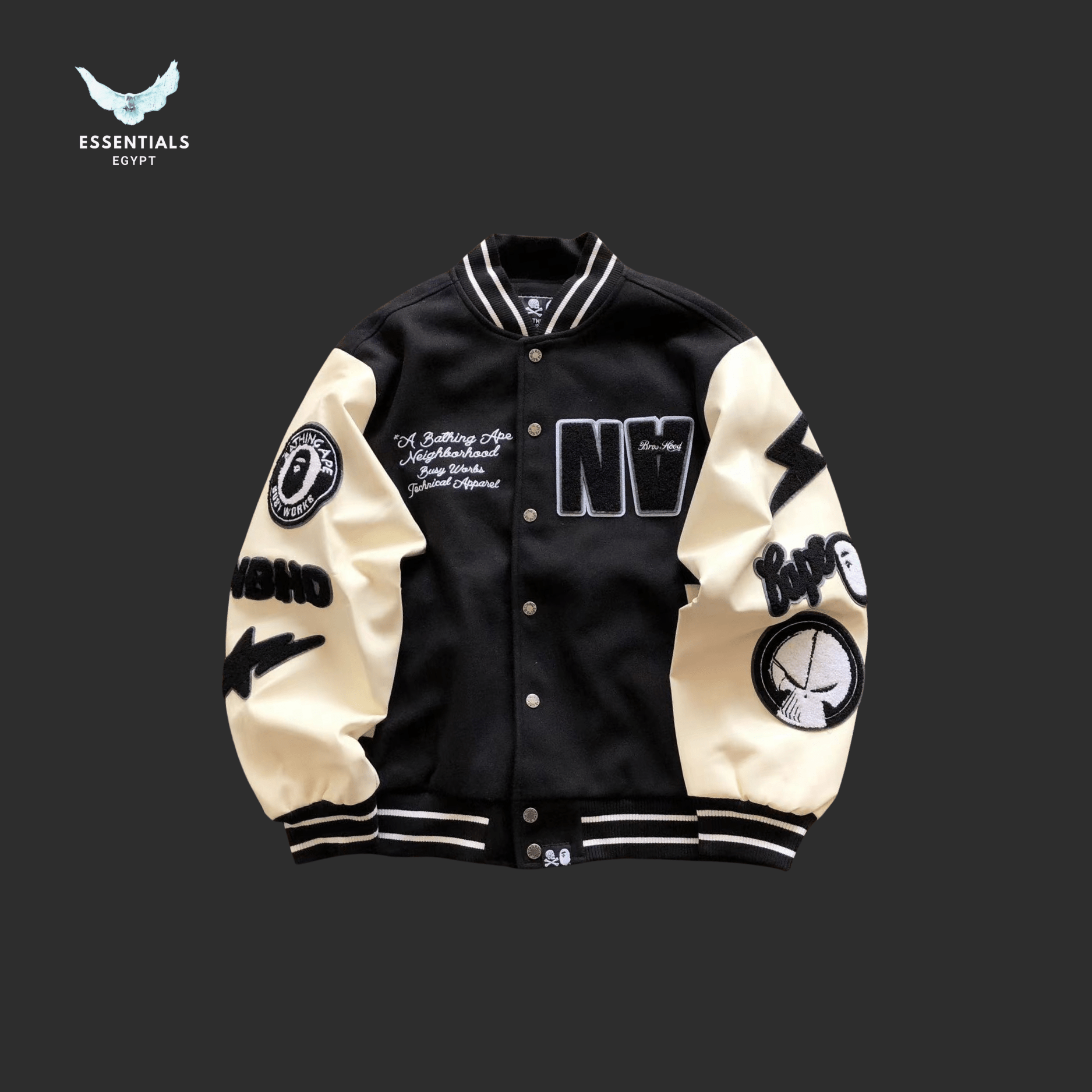 BAPE Varsity Jacket – Blue Panel - ESSENTIALS EGYPT