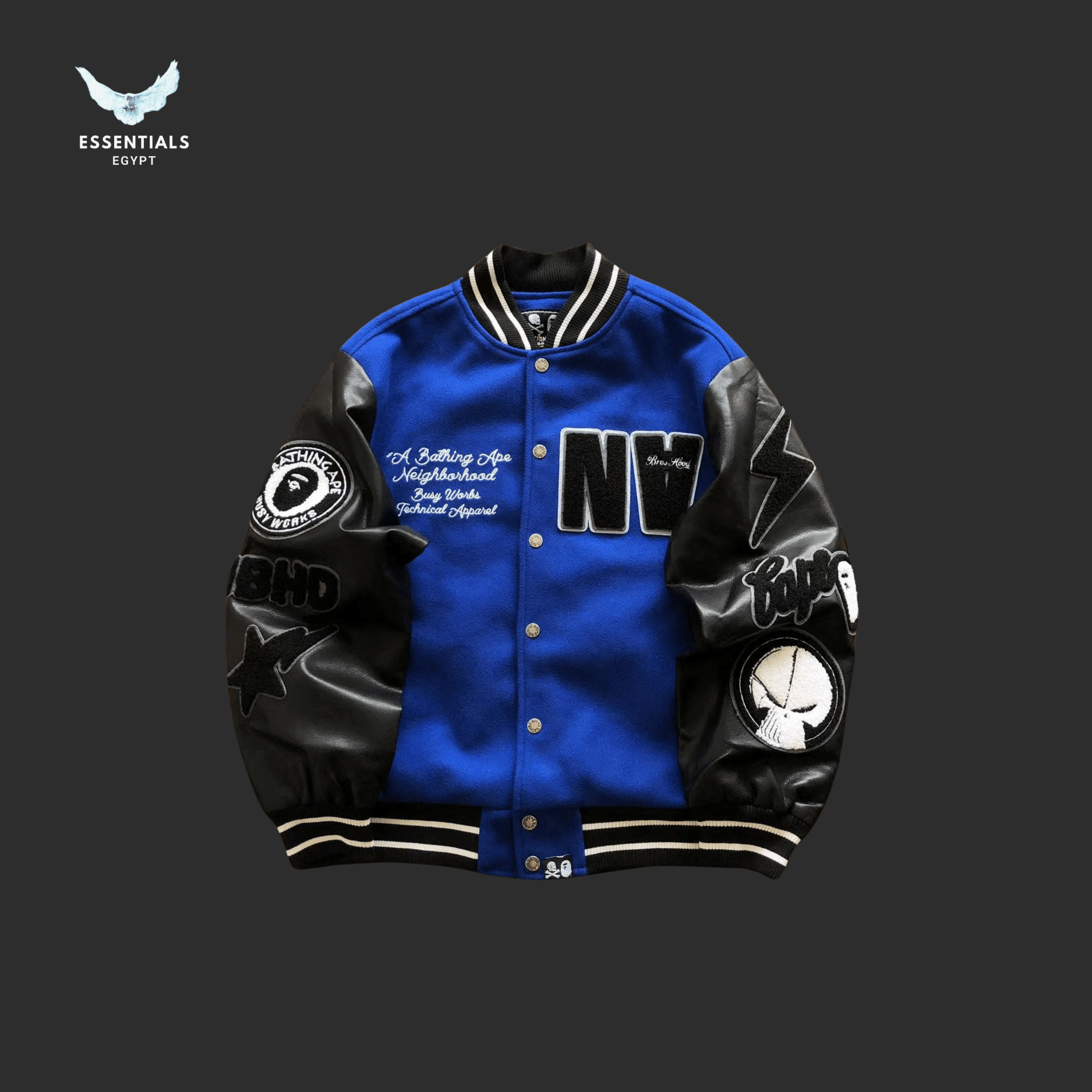 BAPE Varsity Jacket – Blue Panel - ESSENTIALS EGYPT