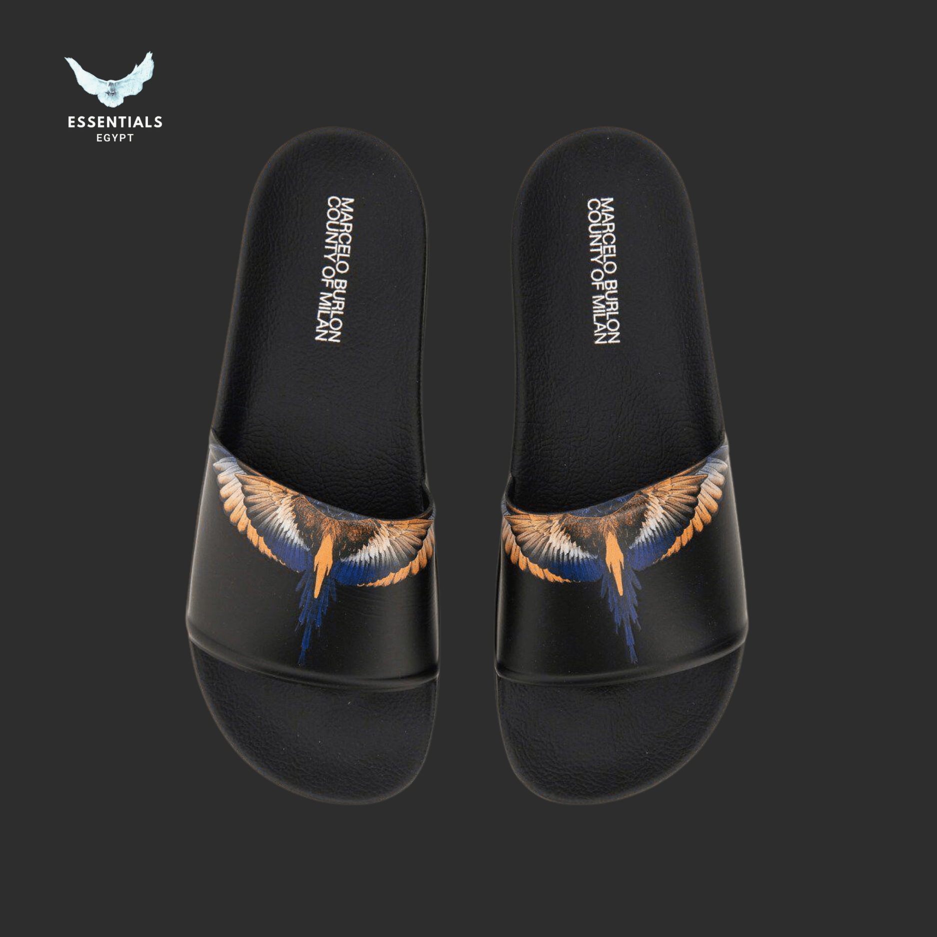 Marcelo Burlon Slides – Firetail Wings Black & Flame - ESSENTIALS EGYPT