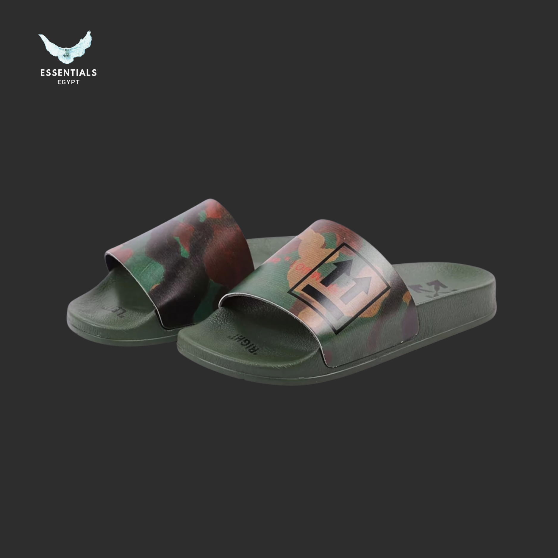 Off-White Double Arrow Slides – Camouflage Print - ESSENTIALS EGYPT