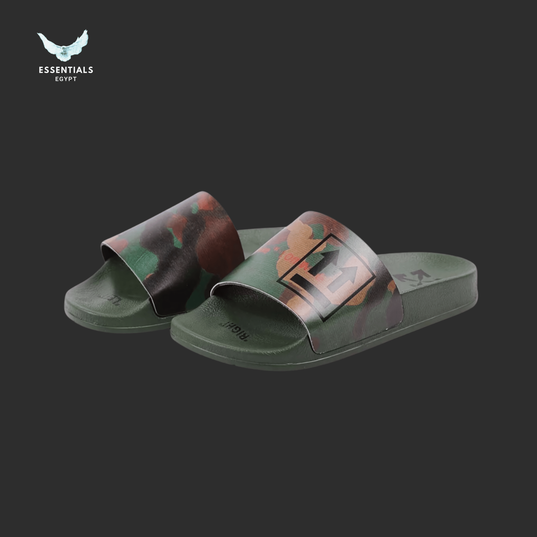 Off - White Double Arrow Slides – Camouflage Print - ESSENTIALS EGYPT