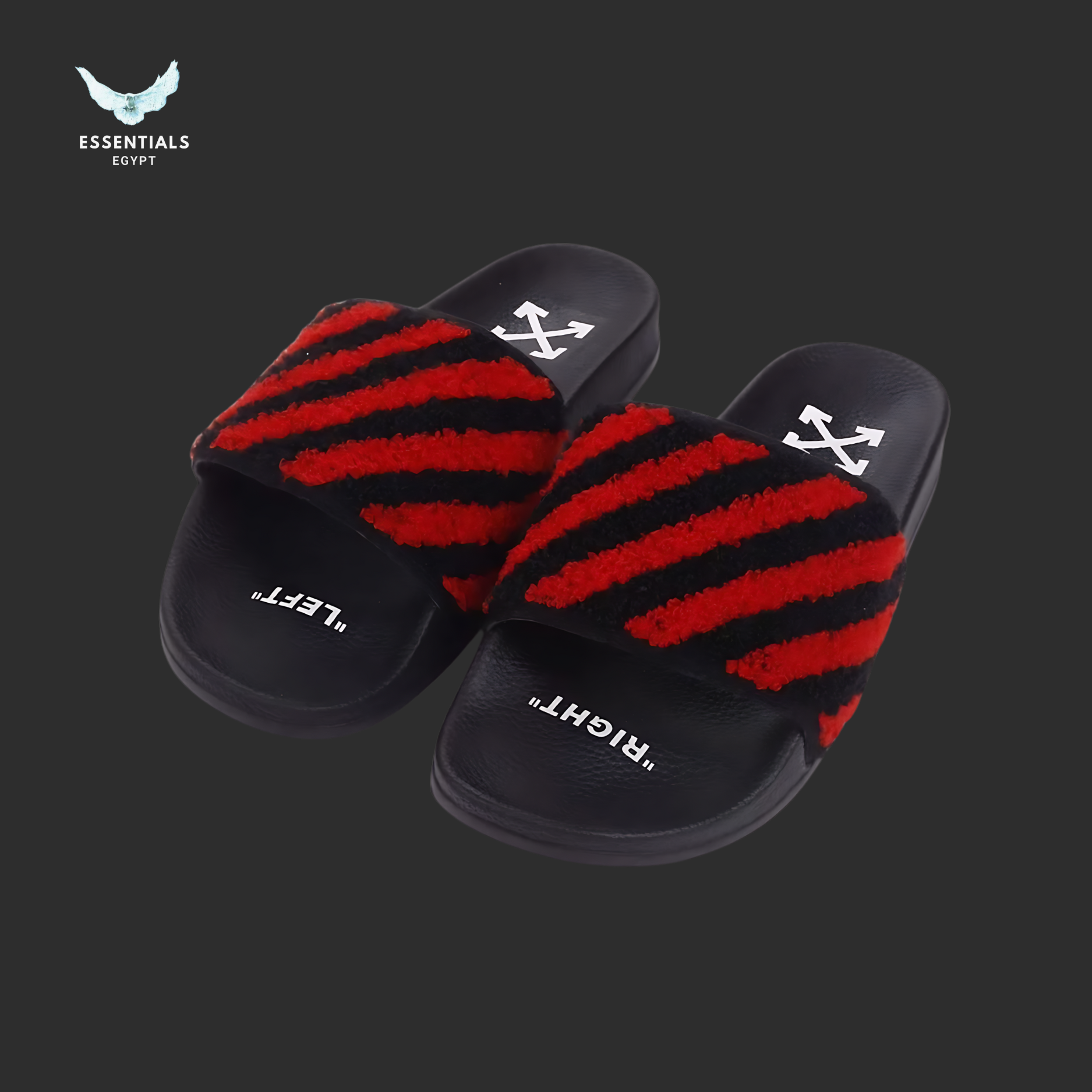 Off-White Flyknit Stripe Slides – Red Stripes