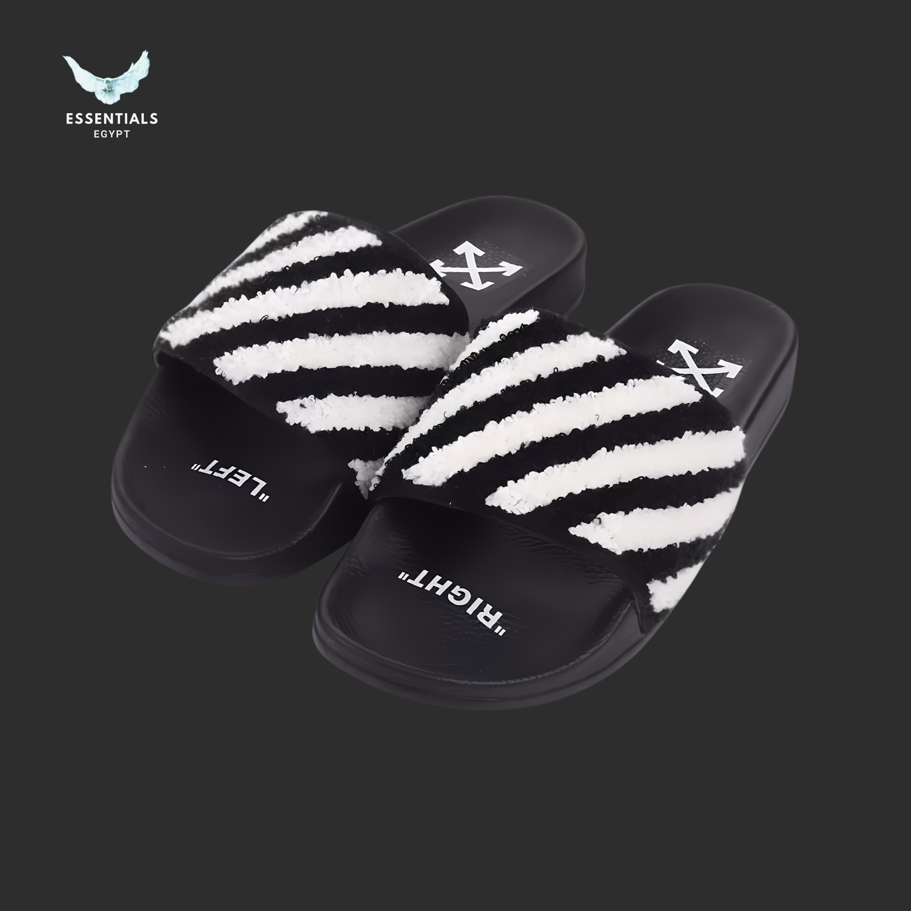 Off-White Flyknit Stripe Slides – Black - ESSENTIALS EGYPT