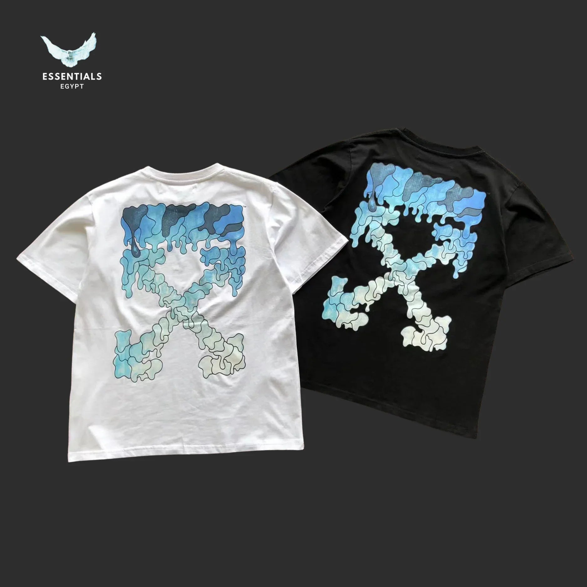 Off - White Blue Arrows Graphic Tee – Black/White - ESSENTIALS EGYPT