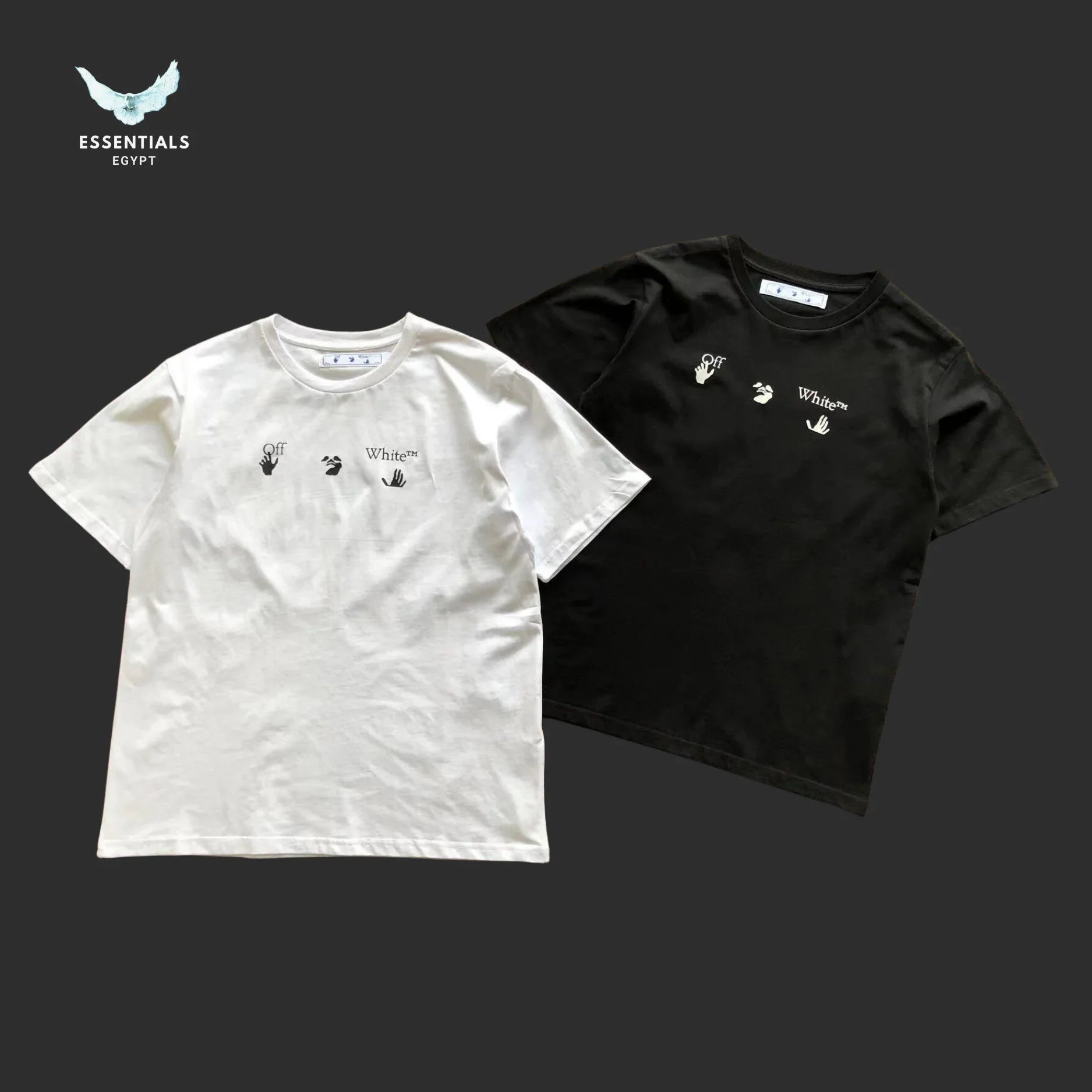 Off - White Blue Arrows Graphic Tee – Black/White - ESSENTIALS EGYPT