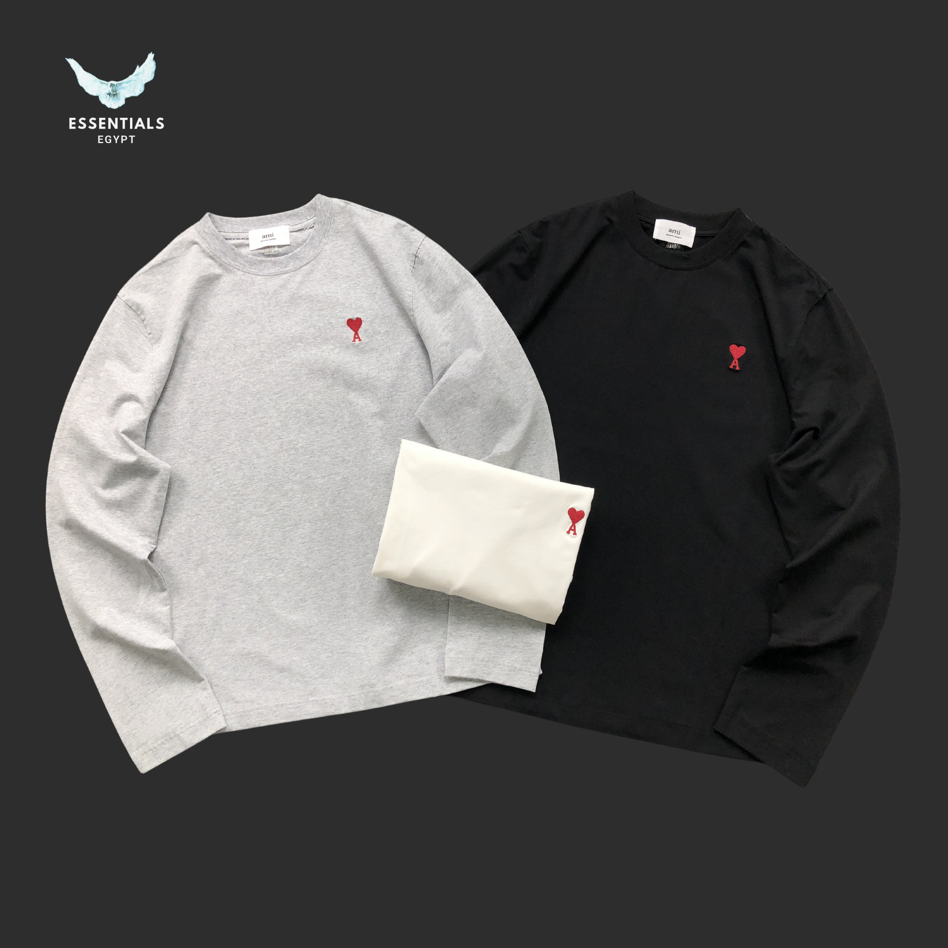 AMI Paris Long-Sleeve T-Shirt – Signature Logo - ESSENTIALS EGYPT