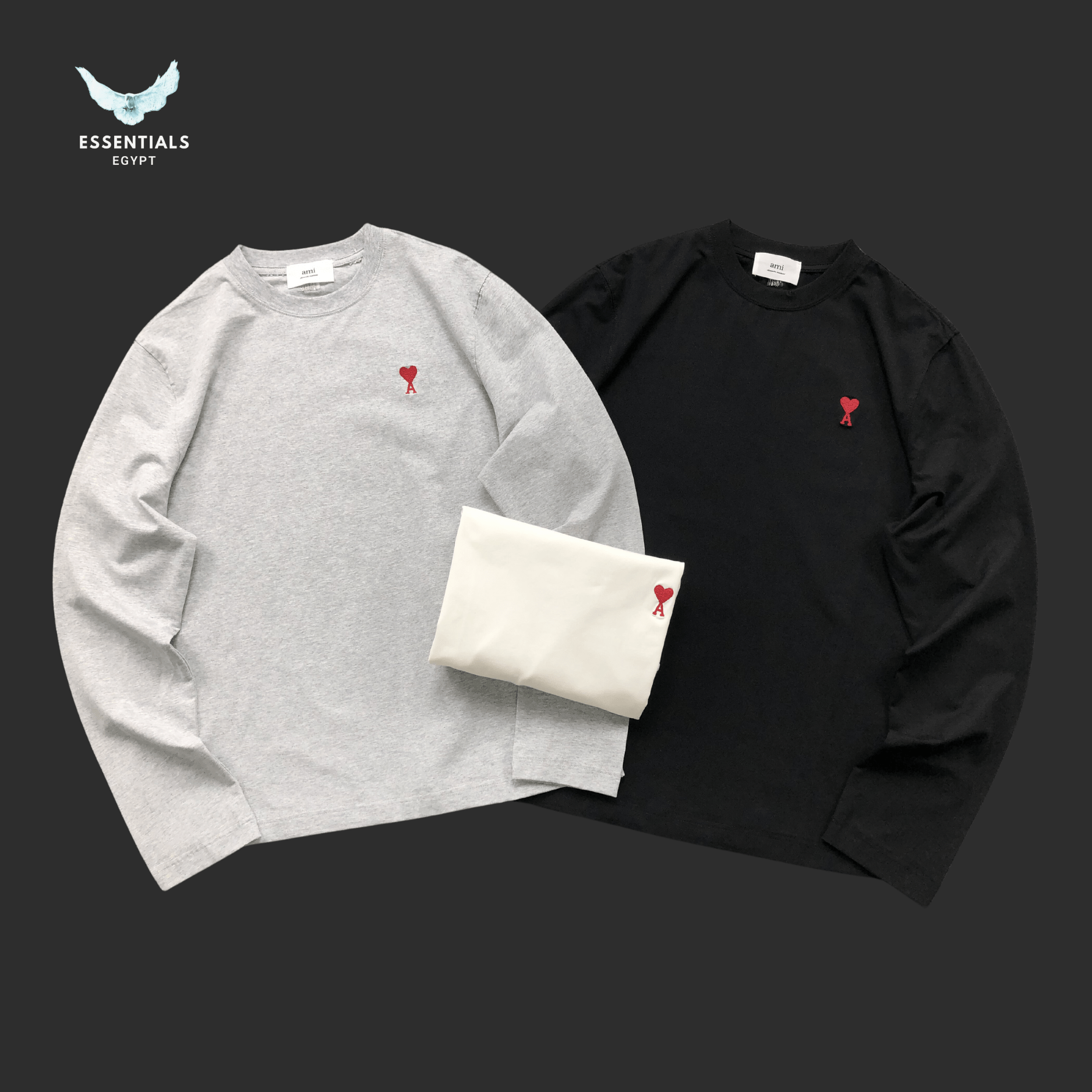 AMI Paris Long - Sleeve T-Shirt – Signature Logo - ESSENTIALS EGYPT