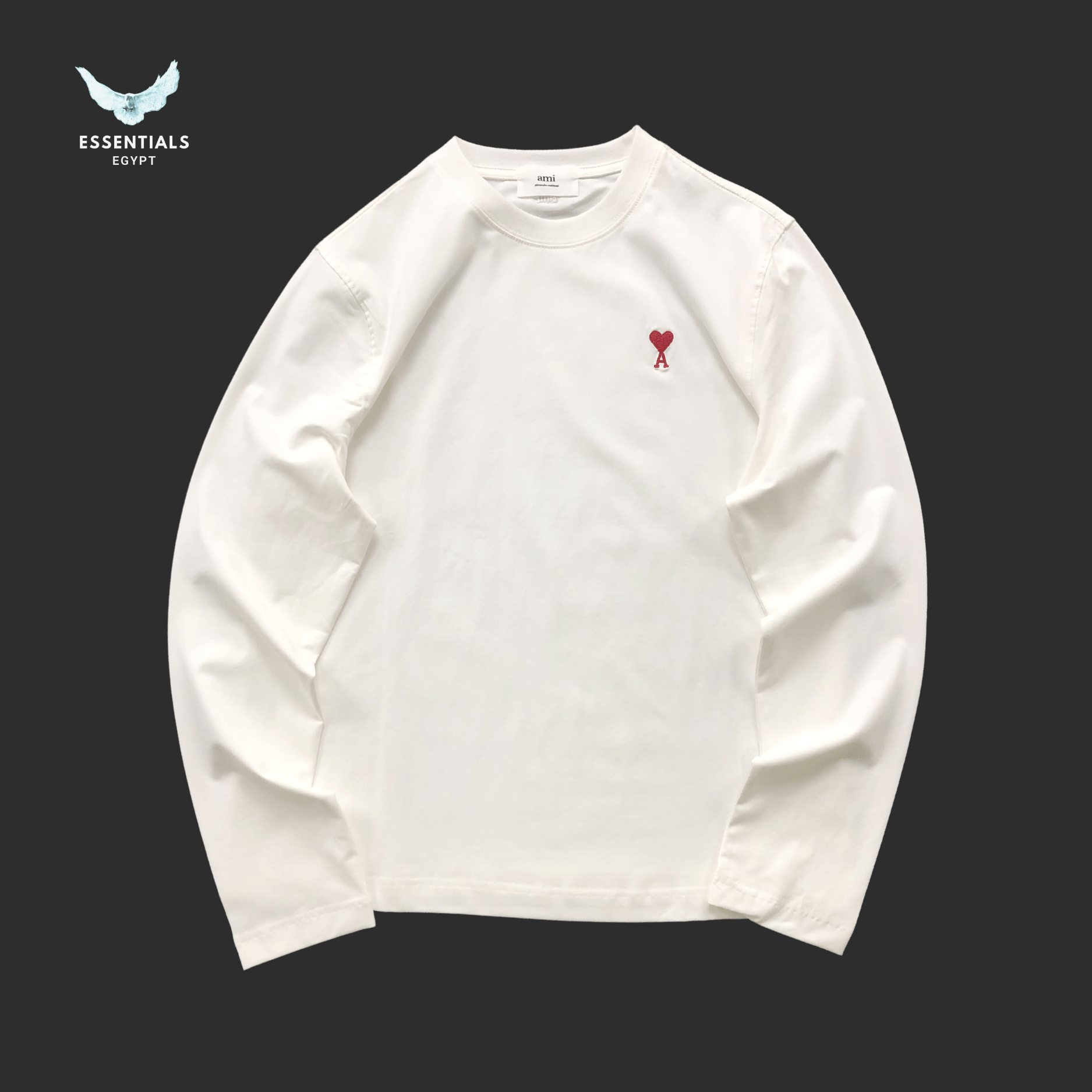 AMI Paris Long - Sleeve T-Shirt – Signature Logo - ESSENTIALS EGYPT