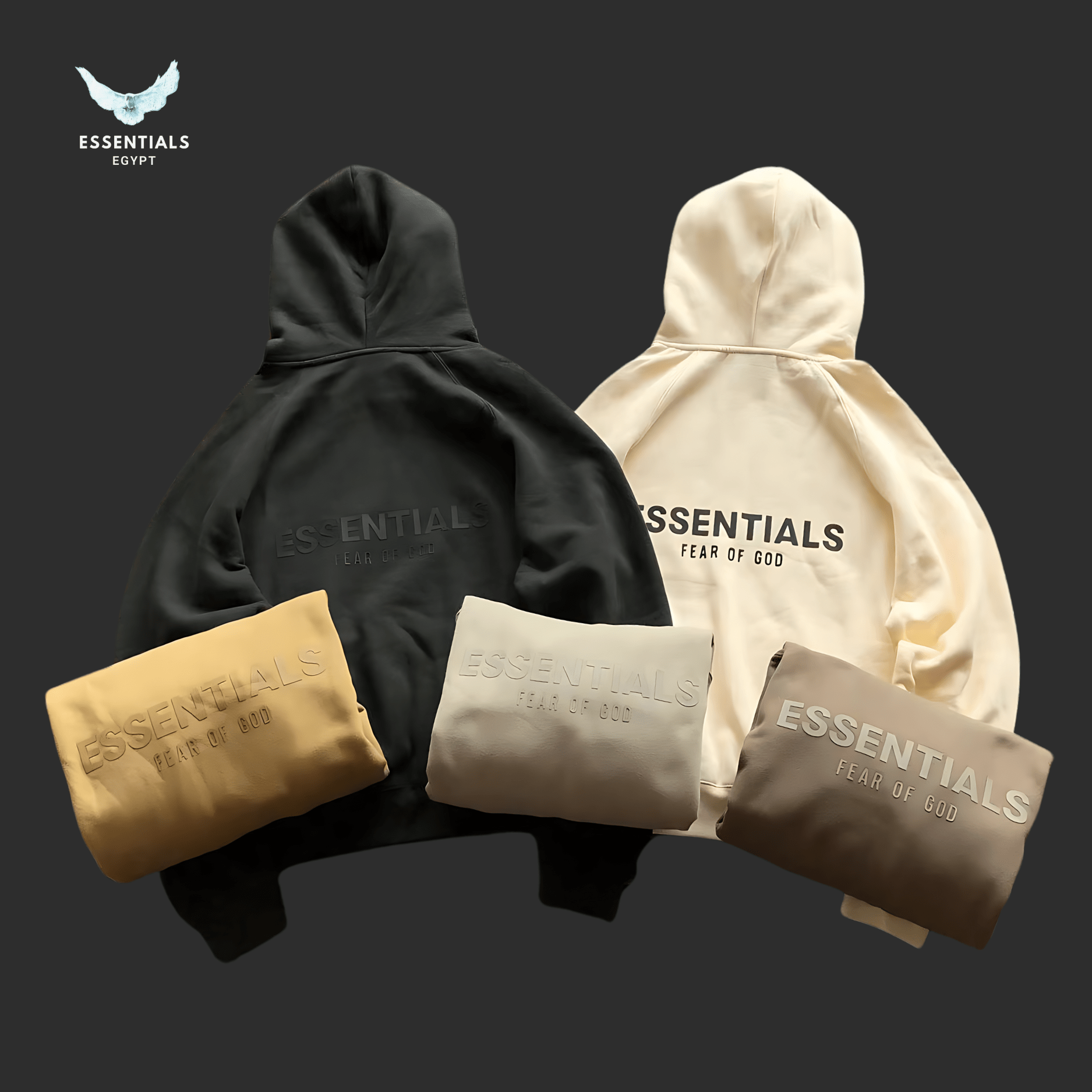 Essentials Hoodie – Soft Neutral Logo - ESSENTIALS EGYPT