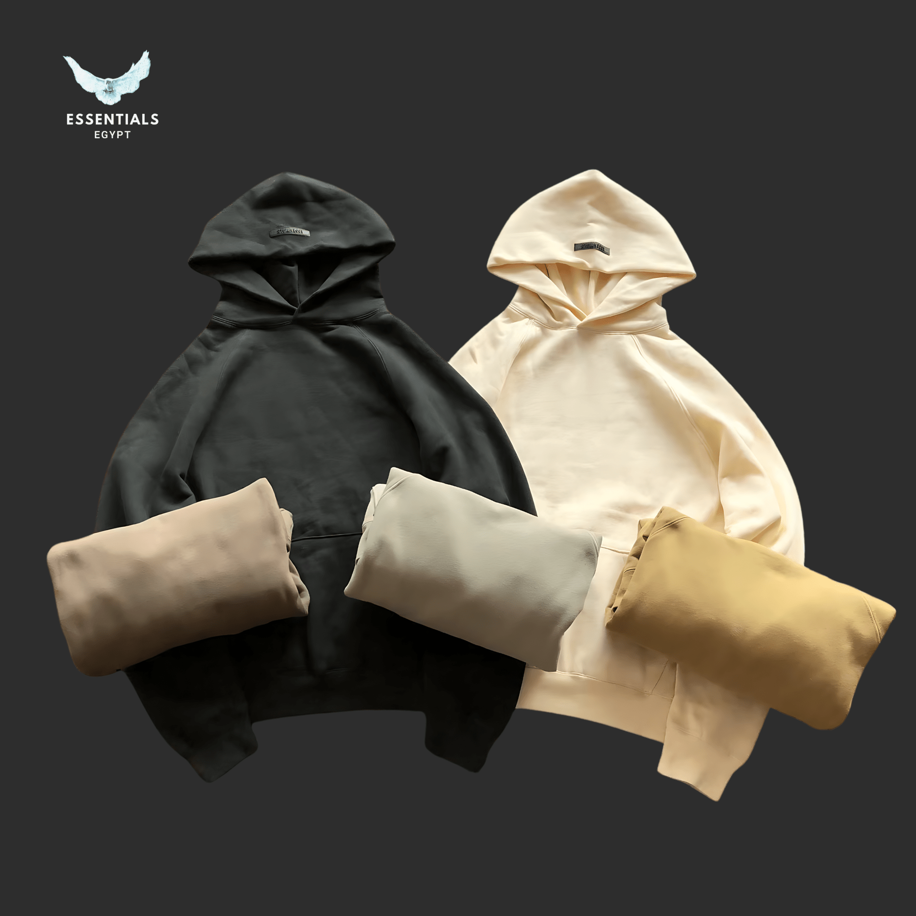 Essentials Hoodie – Soft Neutral Logo - ESSENTIALS EGYPT