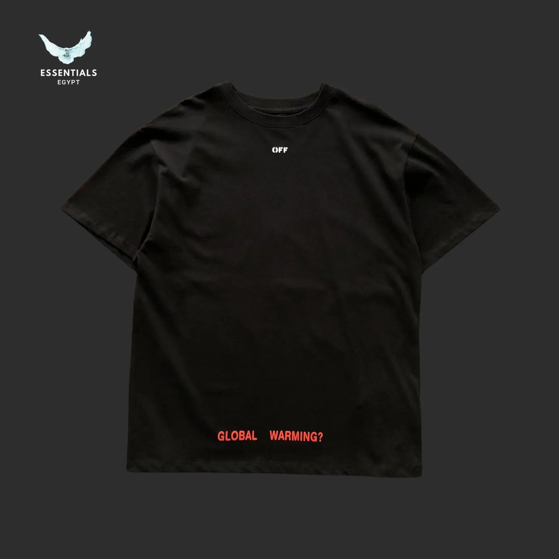 Off - White Global Warning Flowers Tee – Black - ESSENTIALS EGYPT