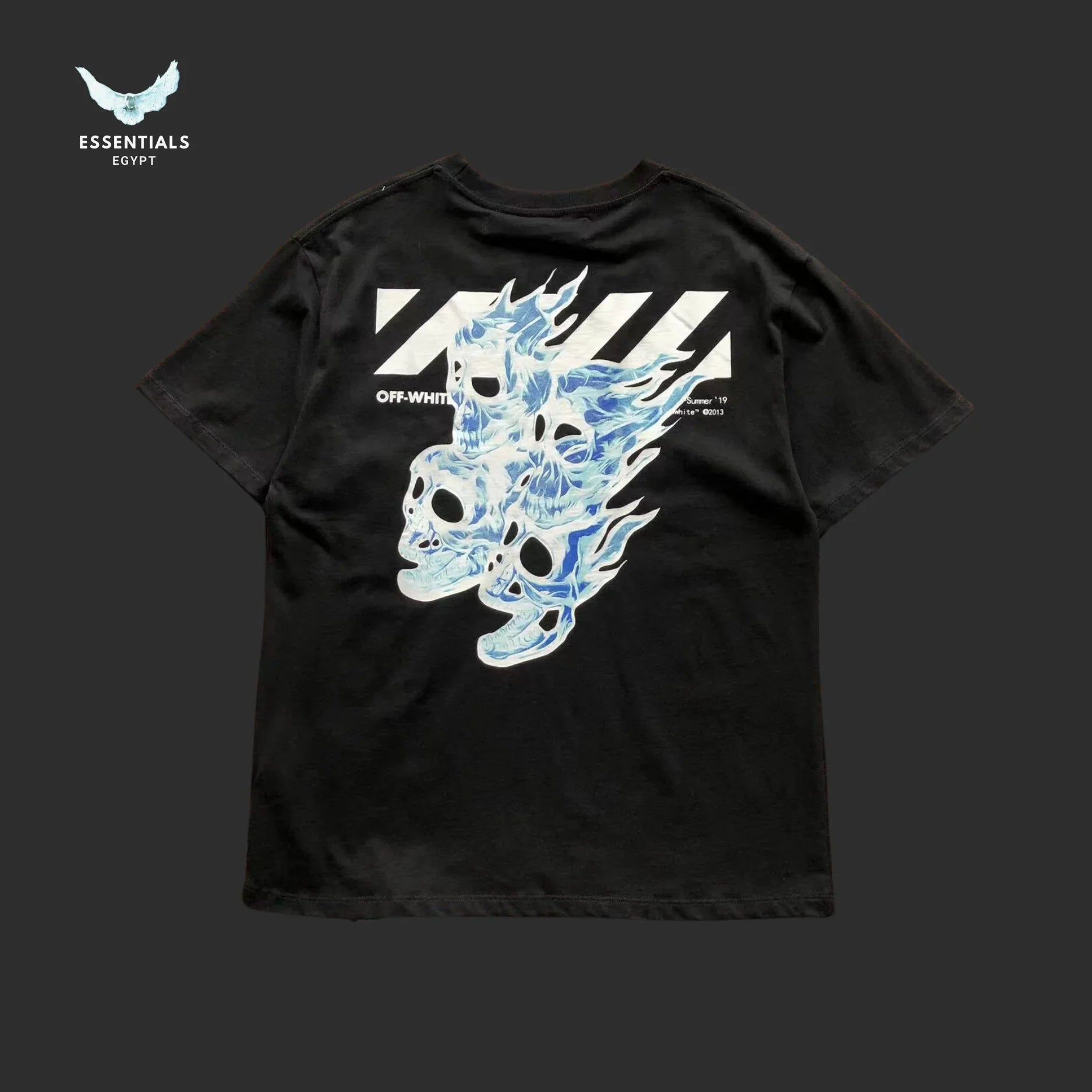 Off - White Skull Print Tee – Black - ESSENTIALS EGYPT