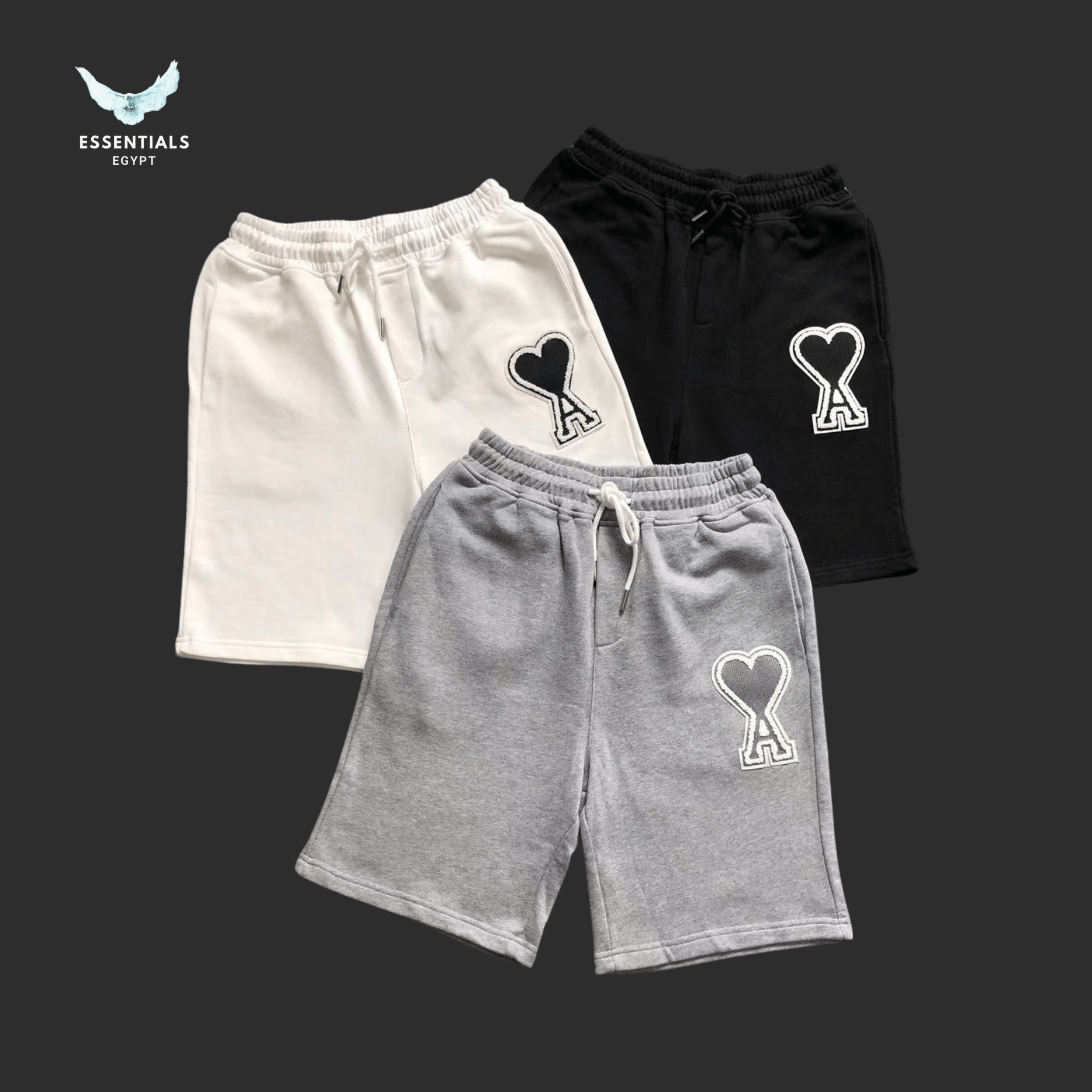 AMI Paris Shorts – Heart Logo Cotton - ESSENTIALS EGYPT