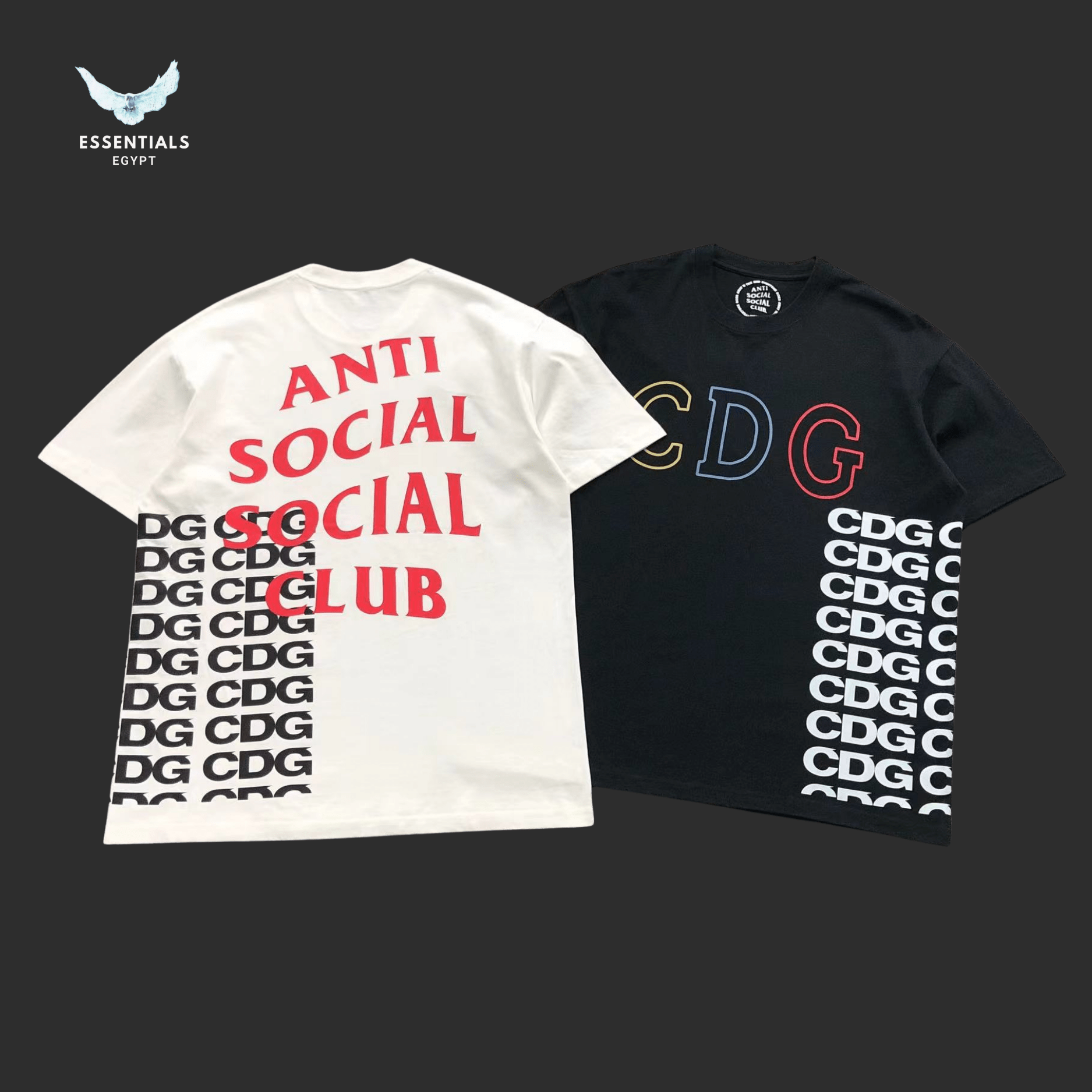 Anti Social Club x CDG T-Shirt – Split Logo - ESSENTIALS EGYPT