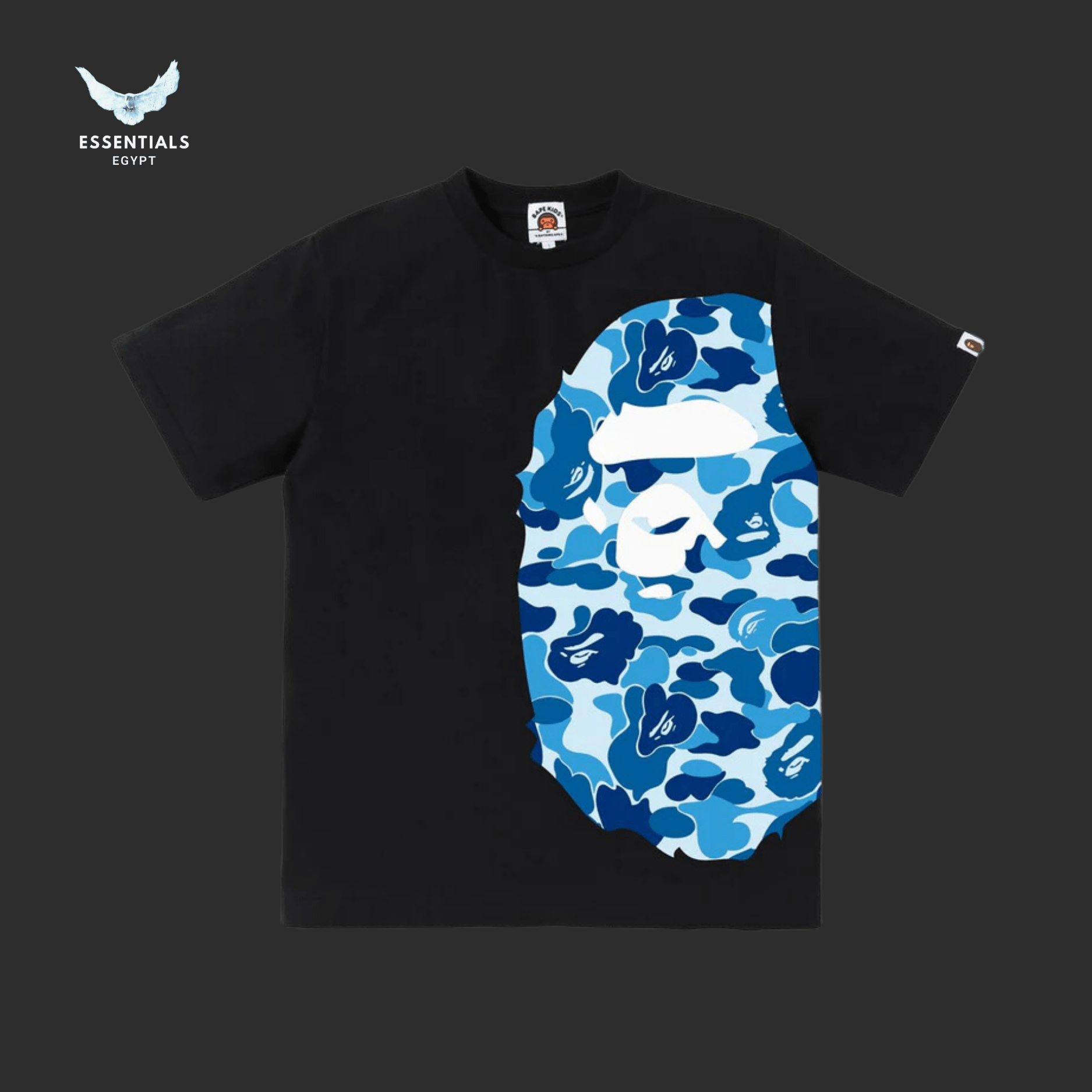 BAPE ABC Camo Side Big Ape Head Tee 'Black_Blue' - ESSENTIALS EGYPT