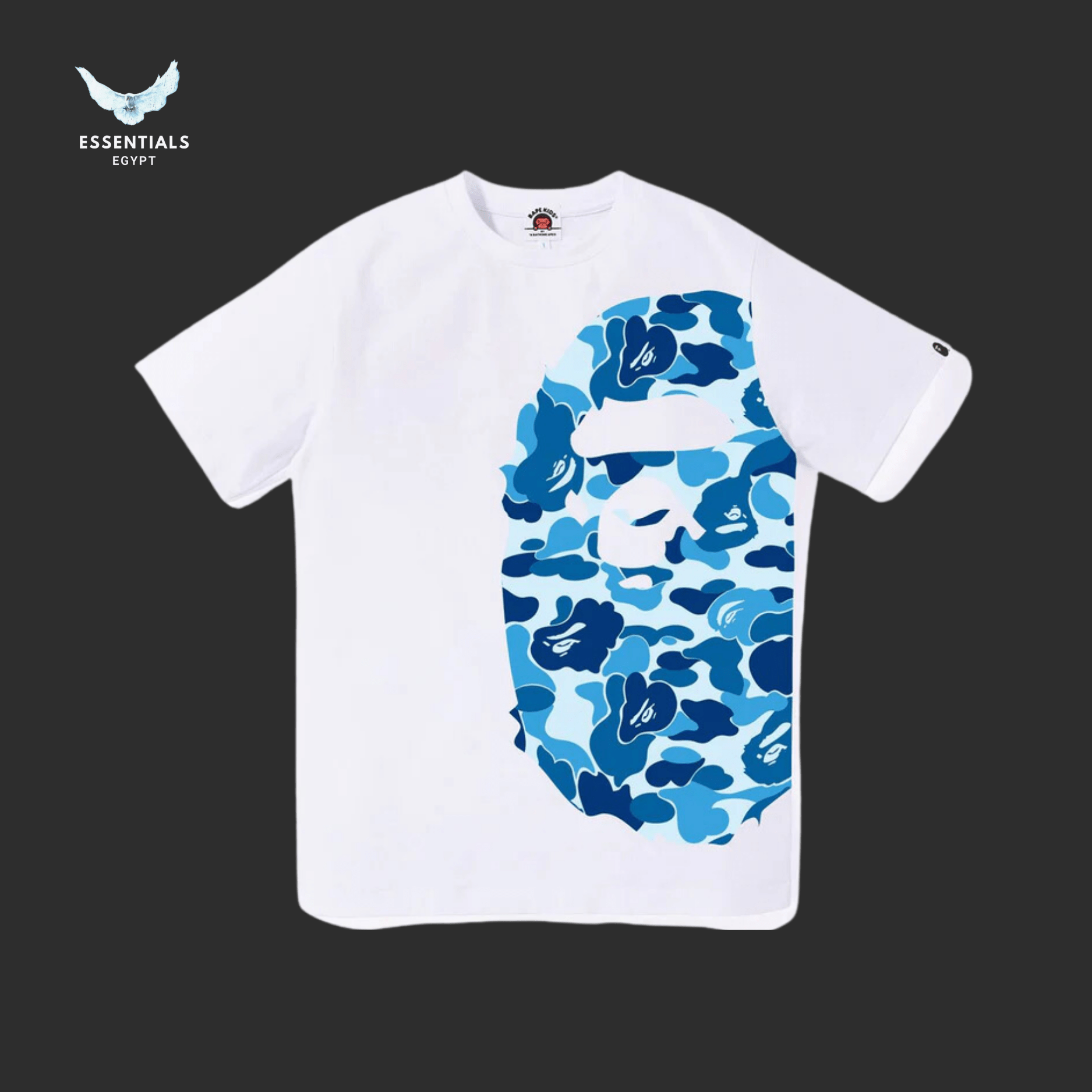 BAPE ABC Camo Side Big Ape Head Tee 'White_Blue' - ESSENTIALS EGYPT